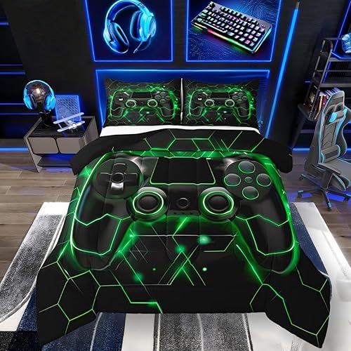 Miniatura 19 de Edredón de plumón de tortuga marina y verde azulado brillante, juego de ropa de cama tamaño Queen para niños y niños, juego de edredón de reptiles