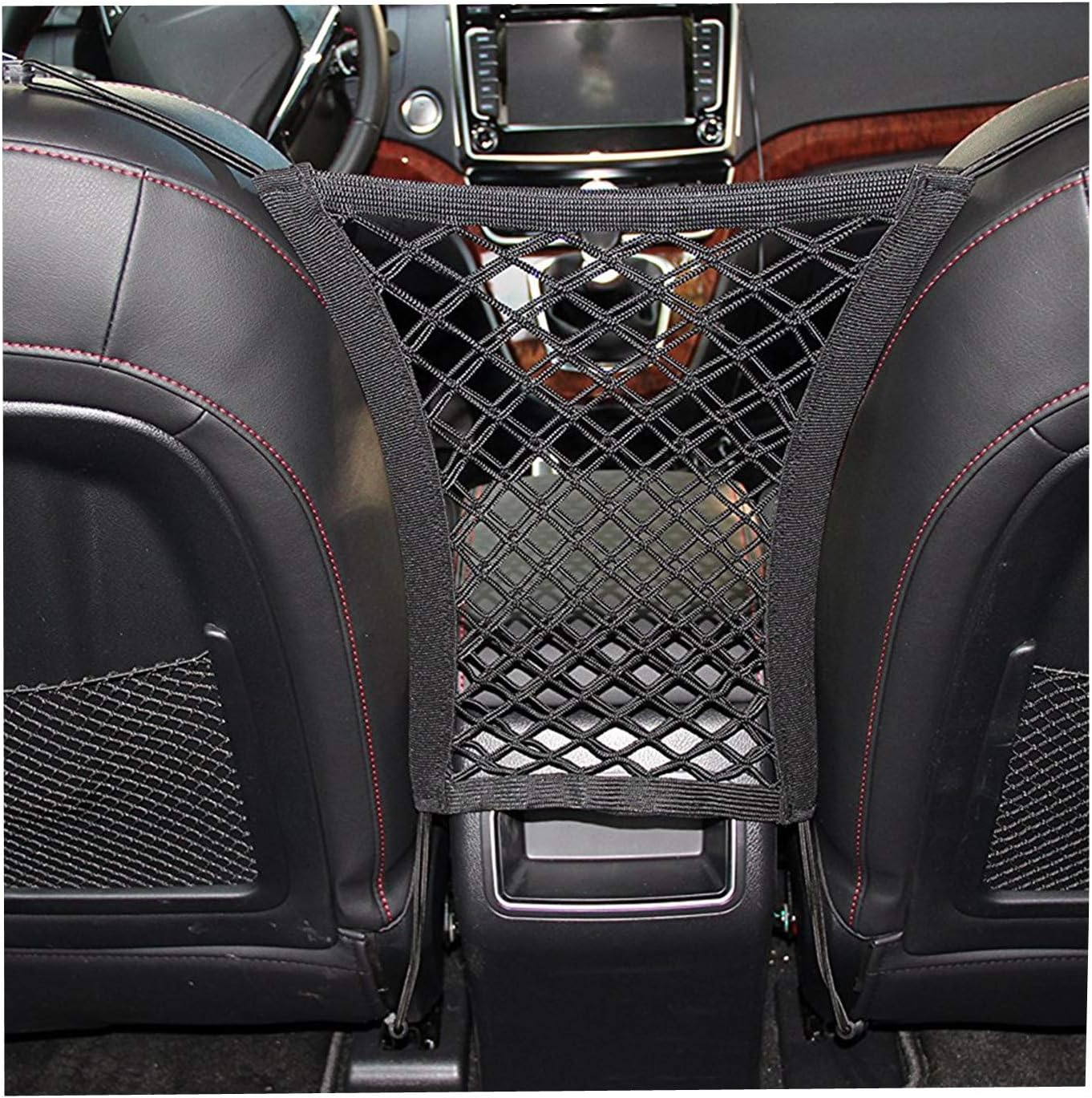 Car Seat Net Organizer Universal Stretchy Backseat Dog Barrier Tissue Purse Holder Driver Storage Netting Pouch Pet Disturb Stopper Seat Mesh Obstacle Vehicle Travel Dog Backseat Barrie