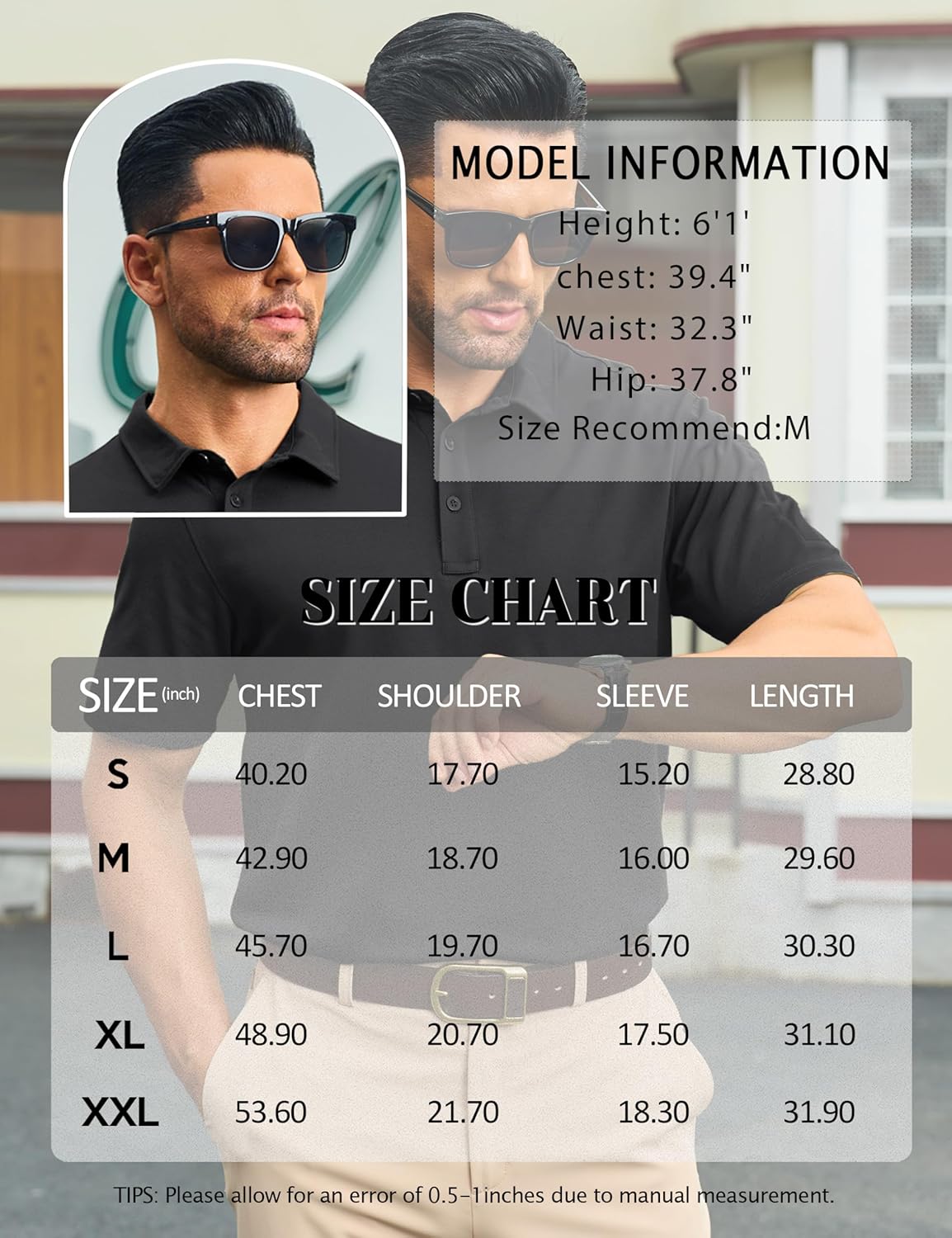 Cotrasen Mens Polo Shirts Short Sleeve Cotton Pique Golf Shirt 3 Button Classic Fit Basic Casual T-Shirts Large Black image 6 of 6 B0F9YKFG6K