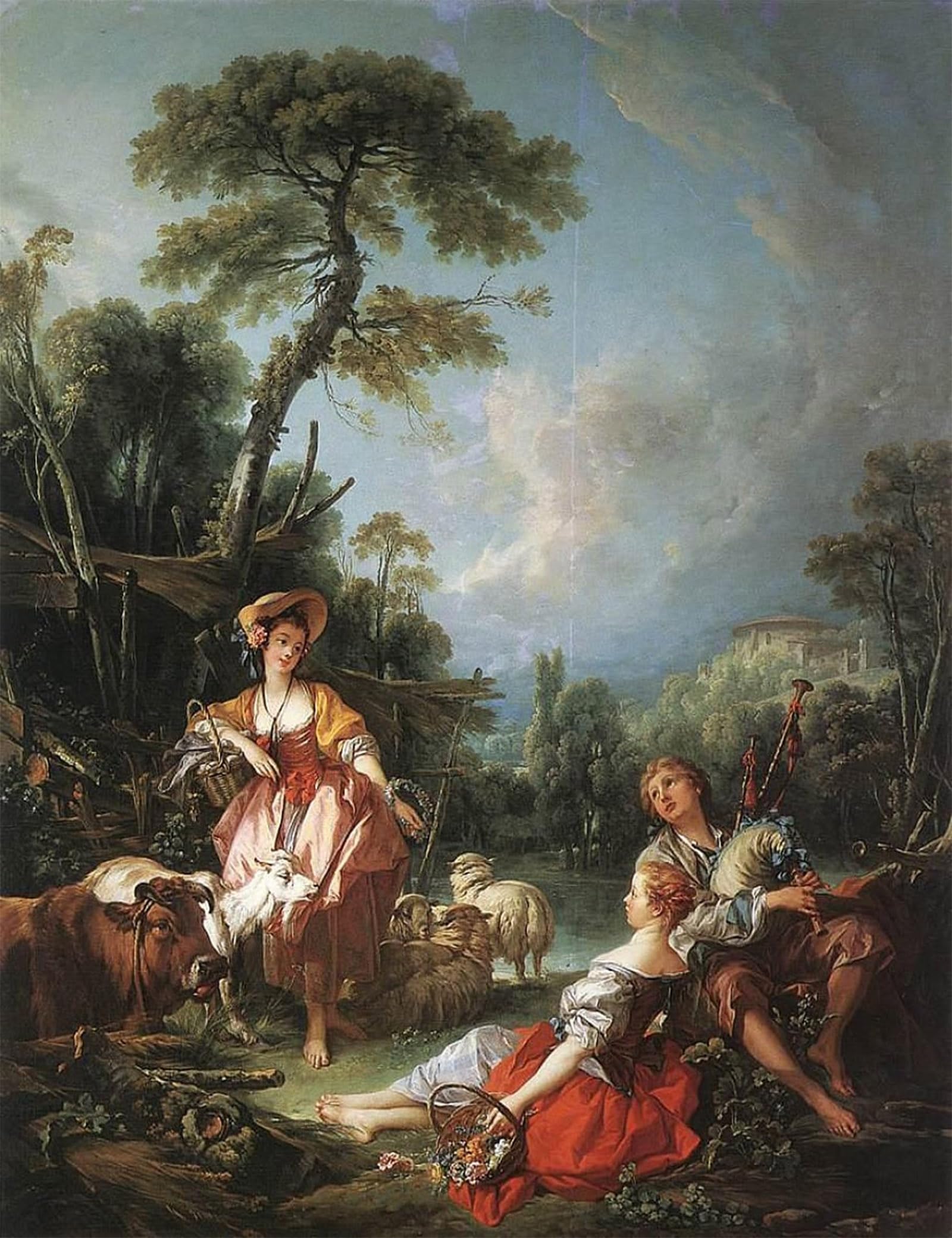 POSTERIIk Famous Animal Posters Vintage Picture A Summer Pastoral by François Boucher Modern Wall Decor for Home Decor 60x90cm