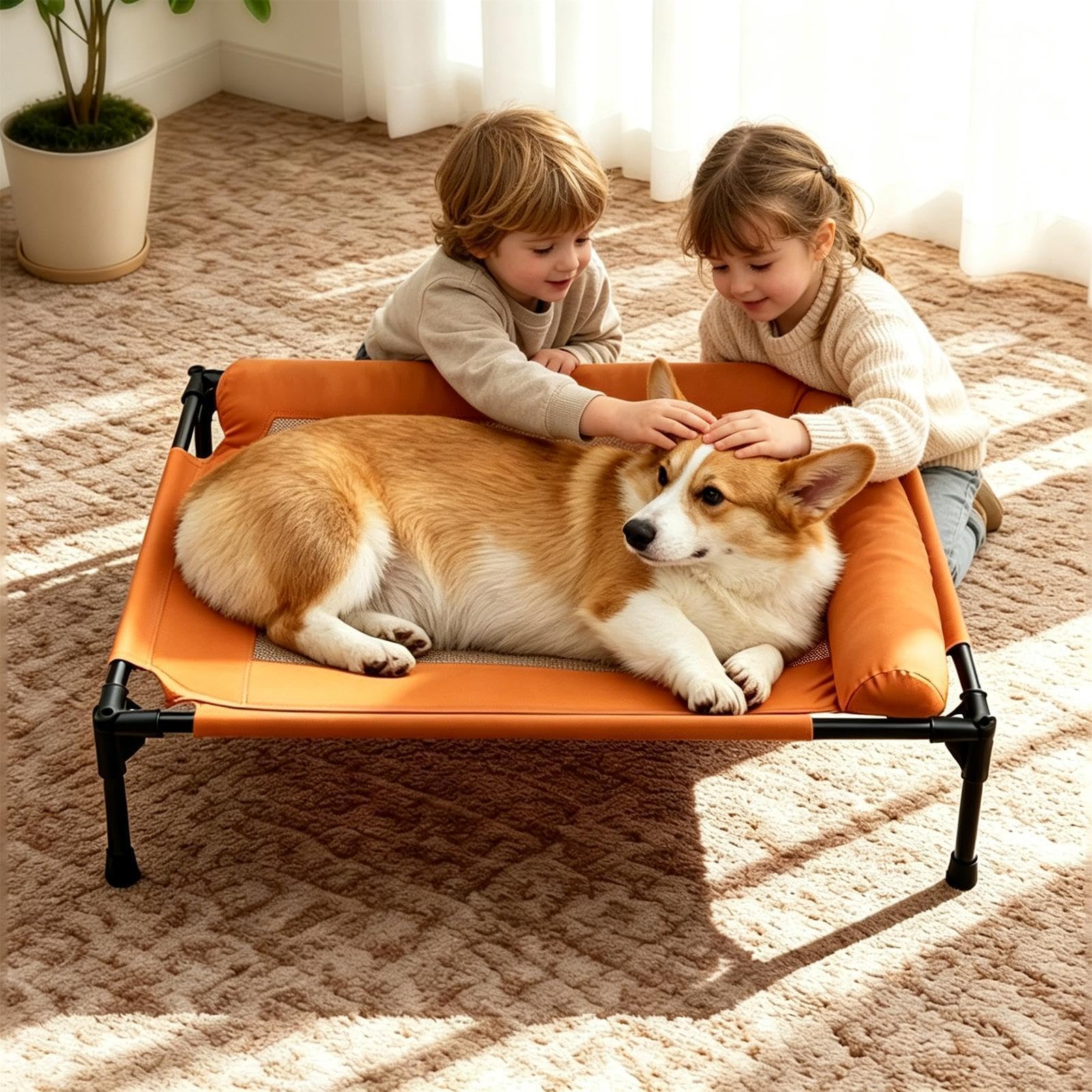 Générique Surélevé pour Animal De Compagnie – Canapé De Salon Respirant Et Confortable avec Base Antidérapante, pour Animal De Compagnie avec Traversins | Rafraîchissant pour Chiens, pour La Maison,