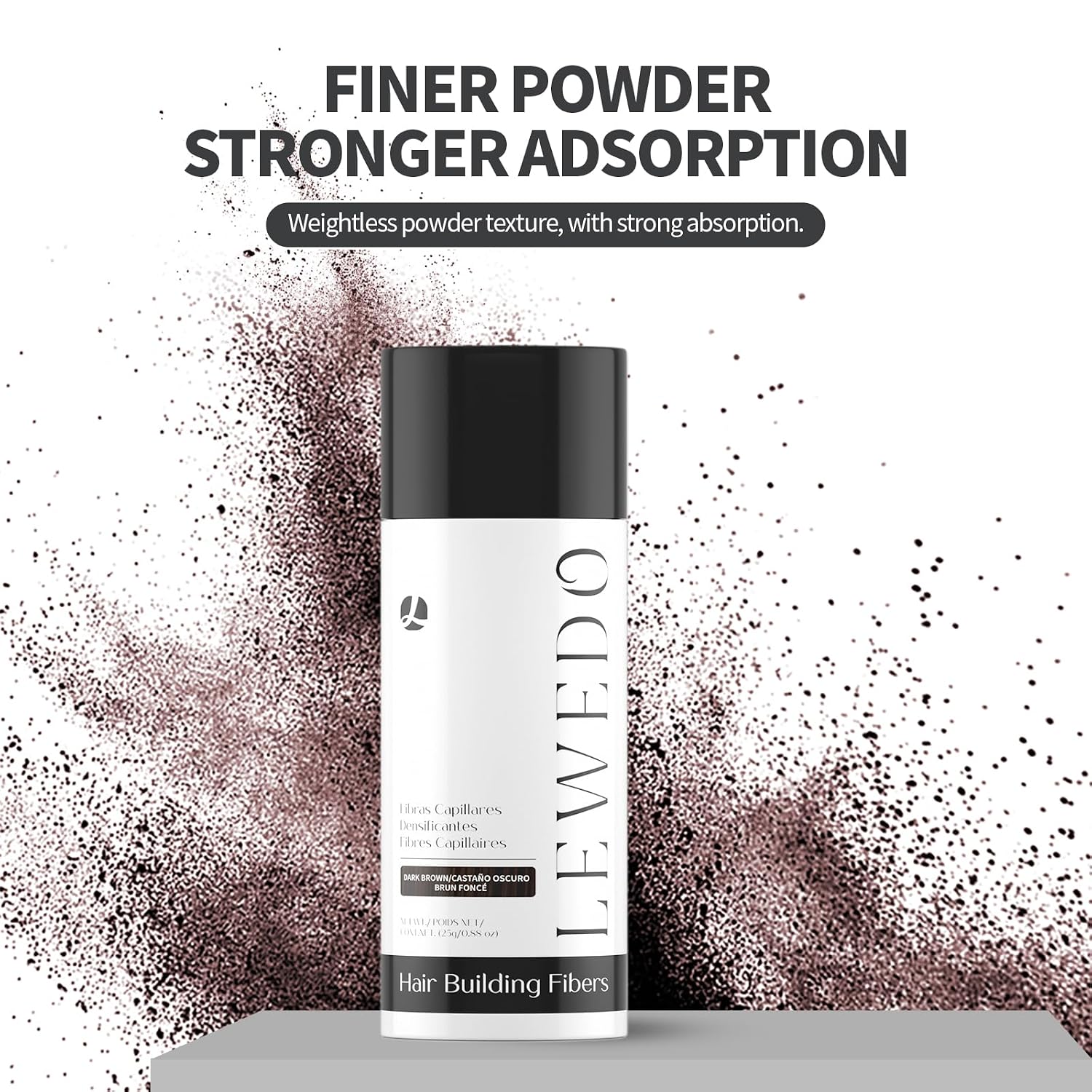 Hair Building Fibers 25G with Precision Spray Applicator - Electrostatic Adsorption for Instant Thicker Hair, Waterproof & Natural Look, Suitable for Men & Women​ (Black)