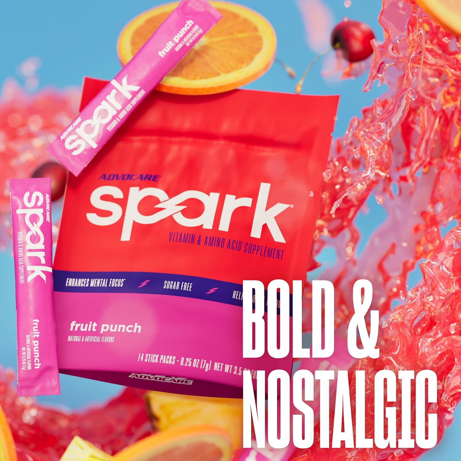 AdvoCare Spark - Energy Drink Mix - Vitamin & Amino Acid Supplement - Supports Energy & Focus* - Portable Immune Support* - Sugar-Free - Fruit Punch, 14 Stick Packs (3.5 oz)