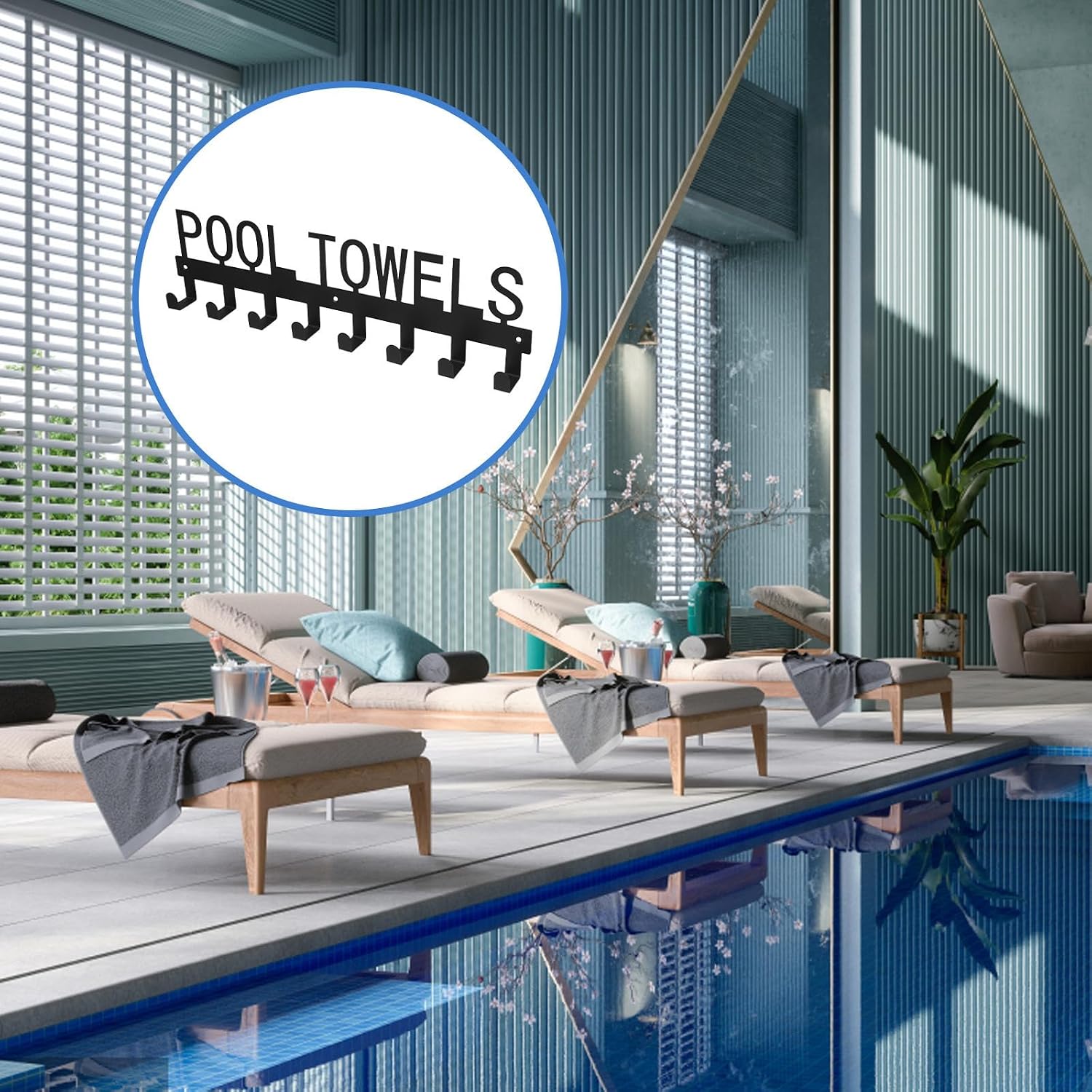 SHINEOFI Black Iron Towel Rack Hook for Bathroom and Kitchen, Lightweight Multi-Functional Use with Creative and Elegant Design, for Pool Towel Storage and Outdoor Hanging
