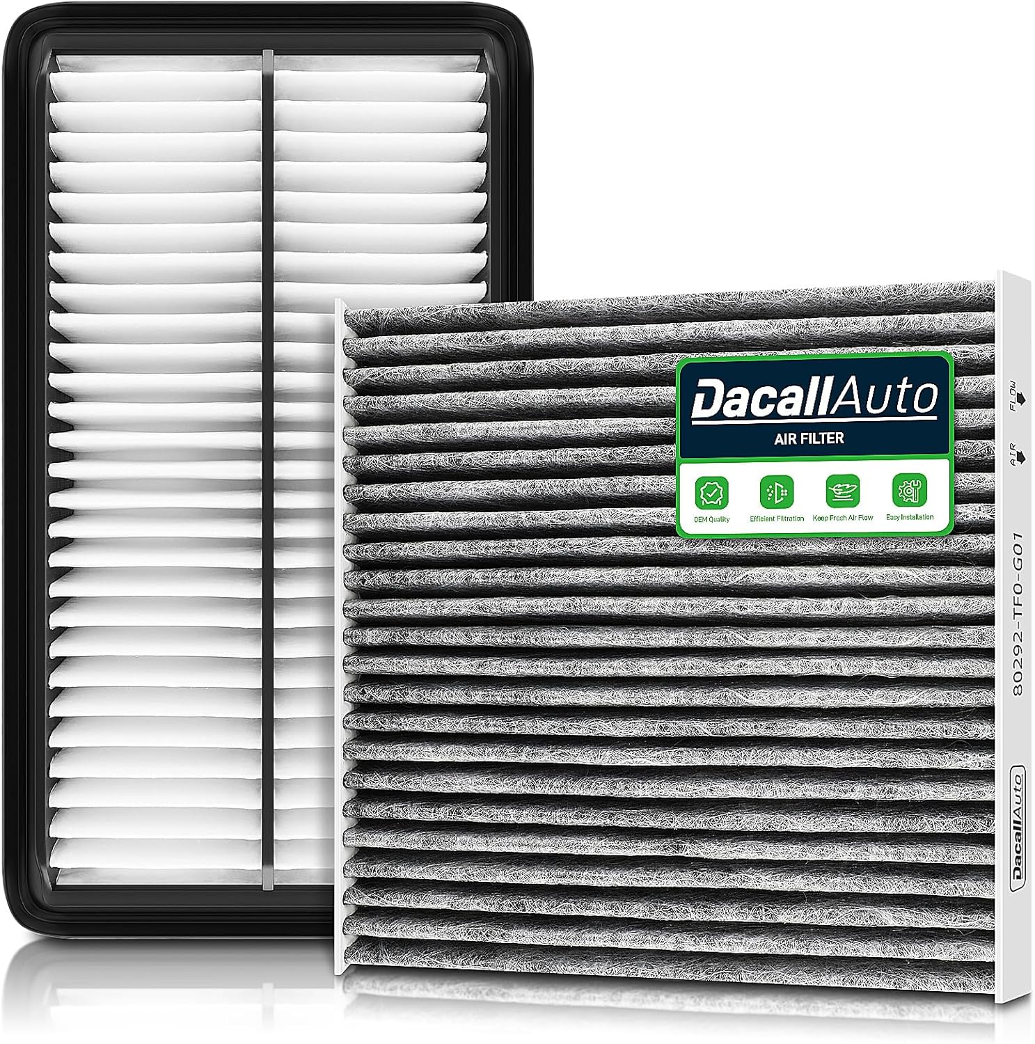 Activated Carbon Cabin & Engine Air Filter Set fit for Honda Odyssey V6-3.5L Gas (2018-2025), for Acura TLX L4-2.0L Gas (2021-2025), Replacement 80292-TF0-G01, 17220-5J6-A10