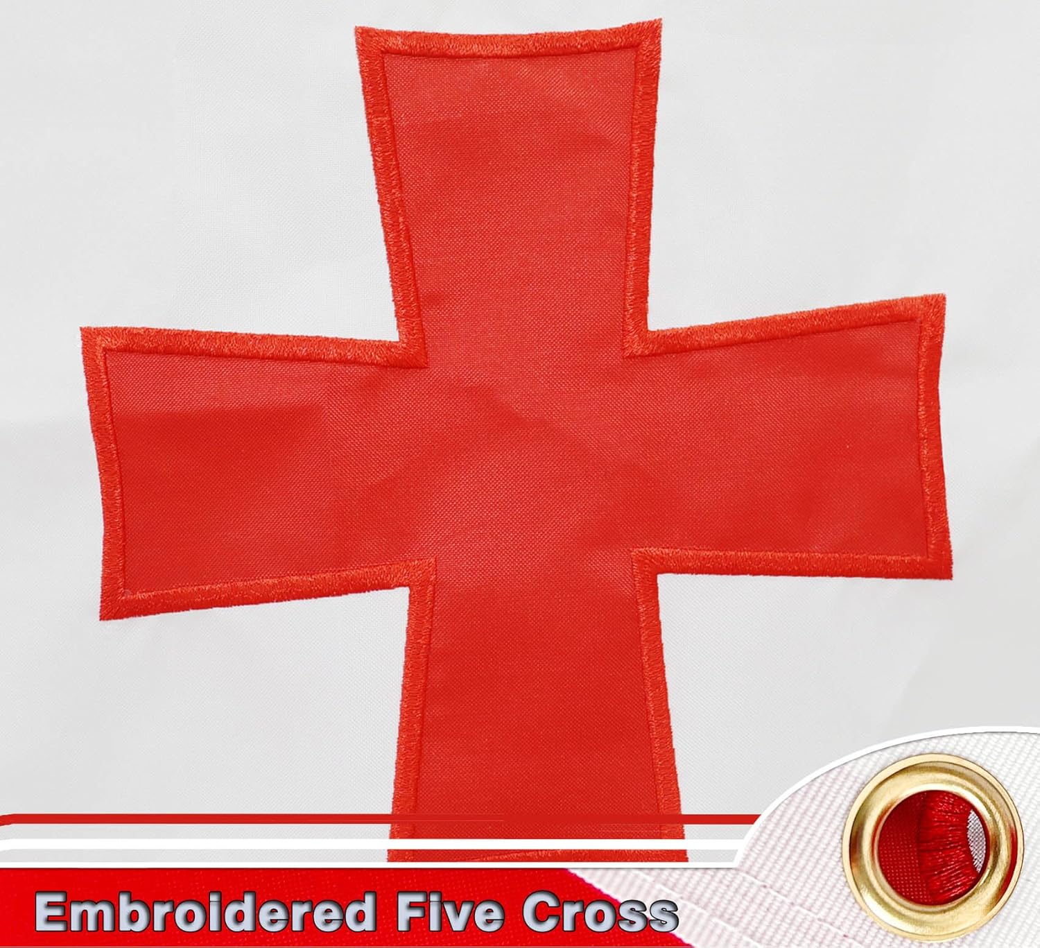 MIDLE Double Sides Georgia Flag 3x5 Ft Outdoor Large - Embroidered Five Cross Flags |Quadruple Stitched Fly Ends| House Yard Decoration Georgian Banner