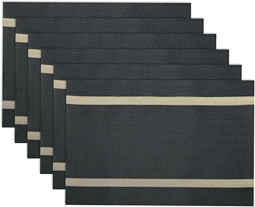 Juego de 6 manteles individuales lavables manteles individuales para mesa de cocina, resistentes al calor, manteles individuales de vinilo lavables