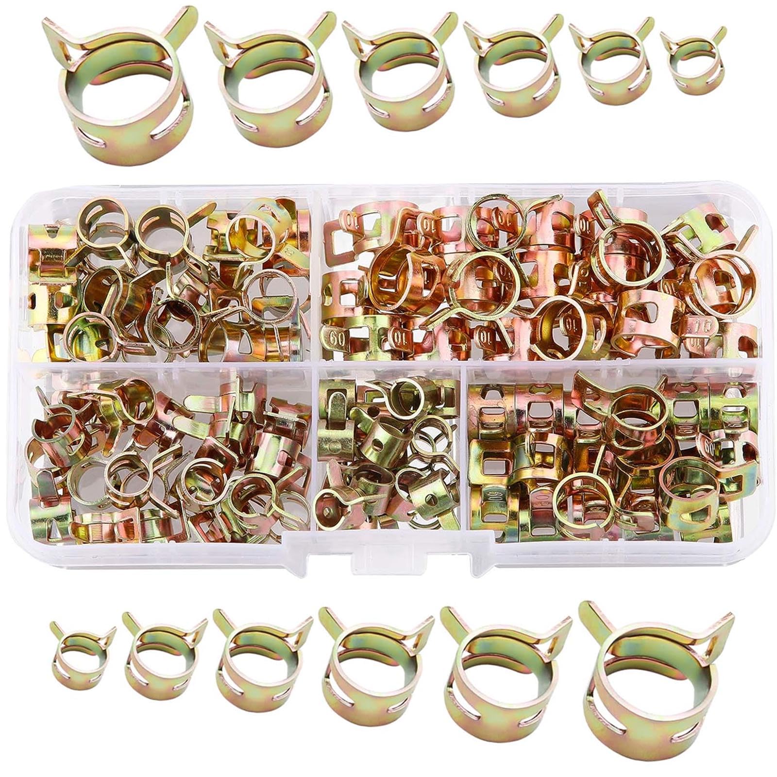 Pack of 150 Hose Spring Clamps Fuel Line Hose Clamps Attachment Hose Spring Clamp for Fuel Lines Water Pipes Air Hoses and Silicone Hoses