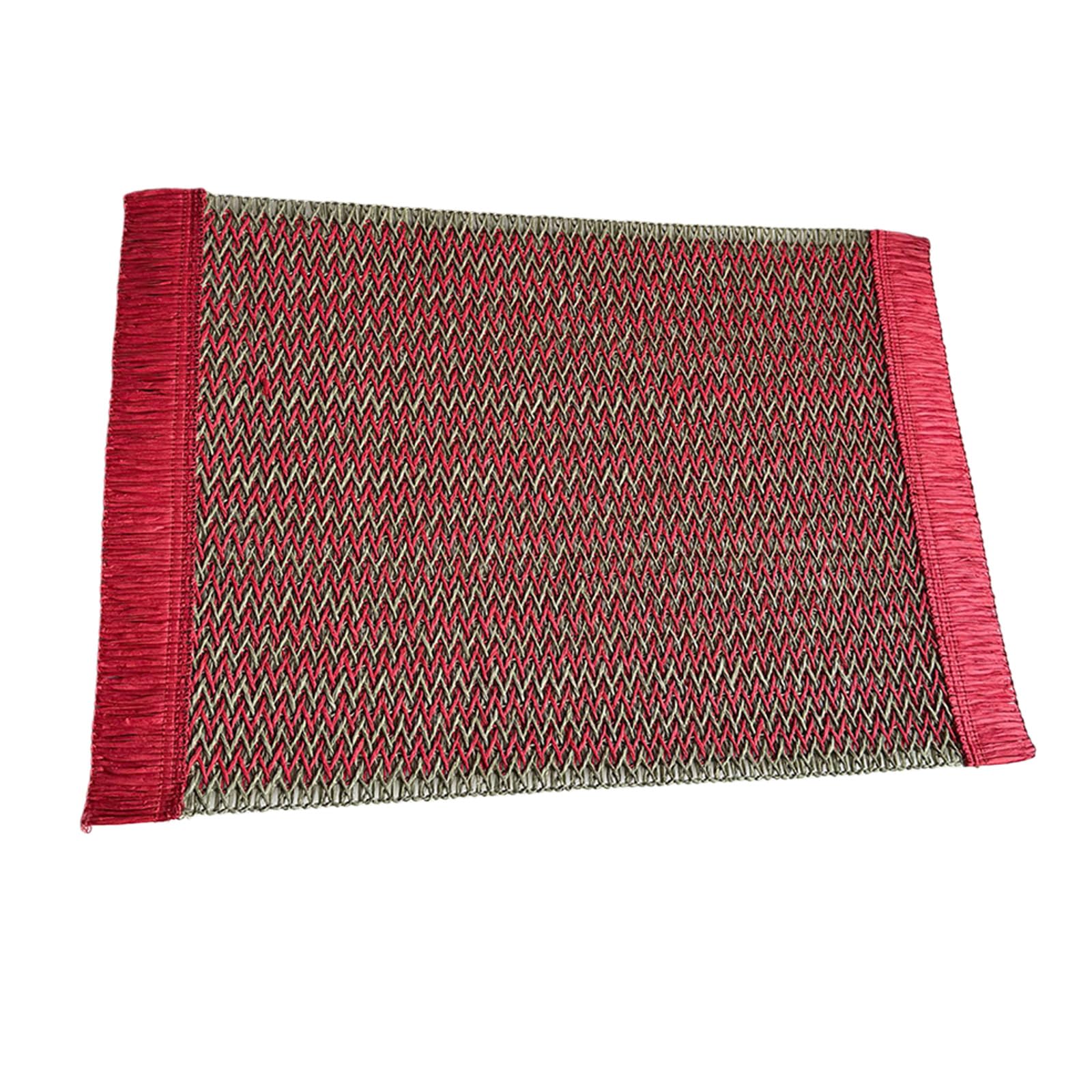 Msioytog Red Green Red Decorative And Functional Paper Rope Woven Striped Coasters With Heat Insulation For Enhancing Dining Paper Mats