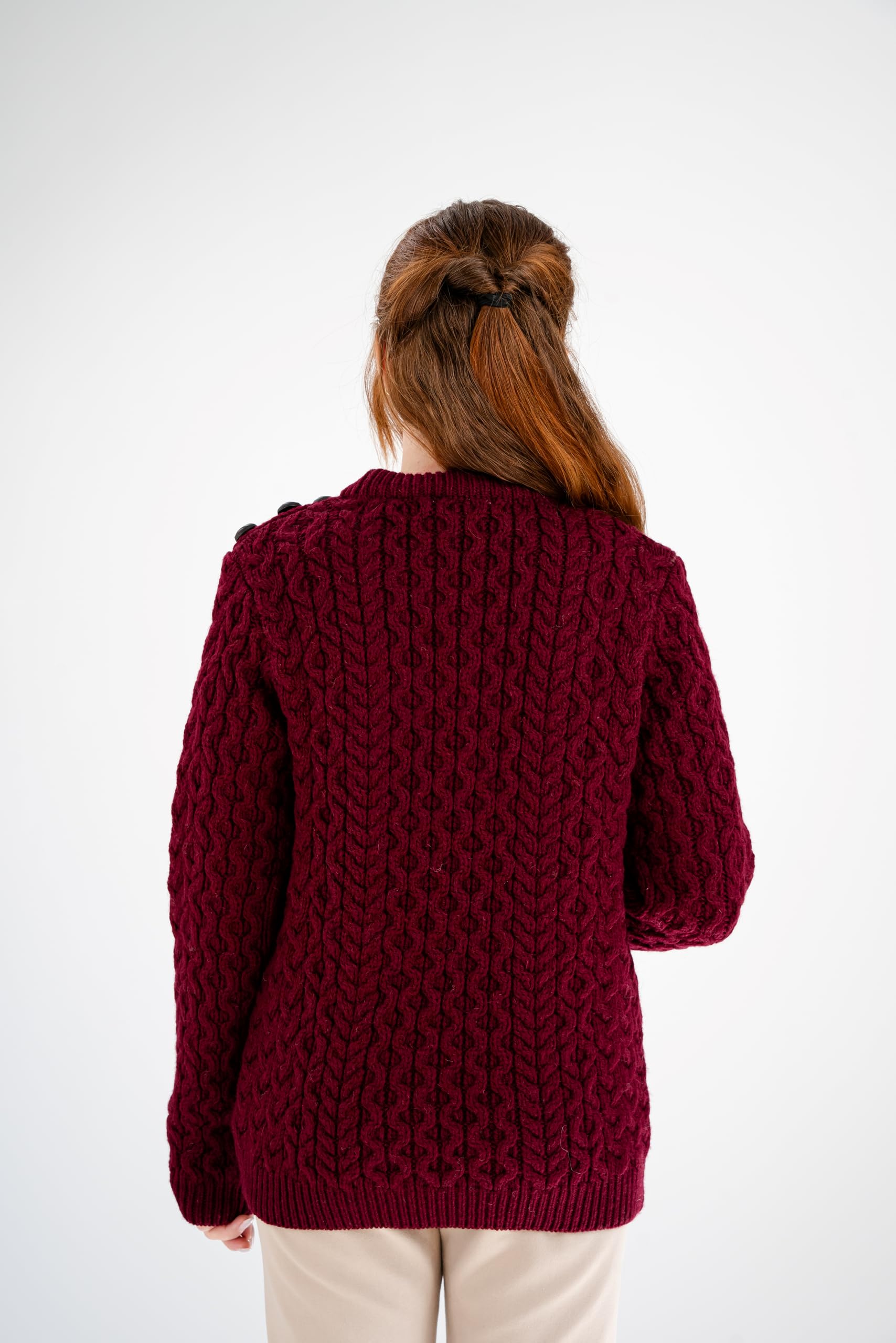 SAOL Maglia da donna 100% lana merino con bottoni laterali