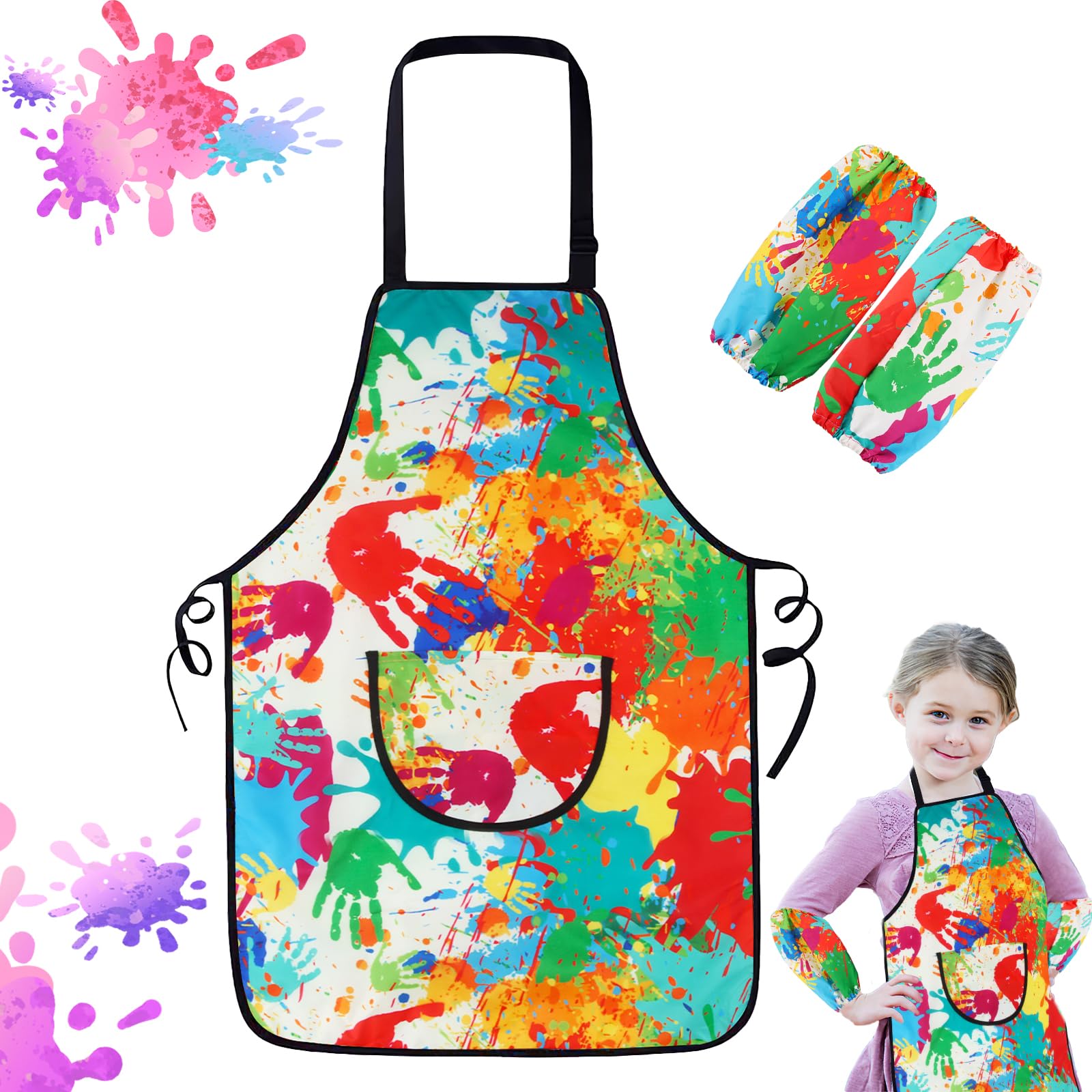 Taozoey Bata Pintura Niños, Delantal Pintura Conjunto Escolar, Pintura Blusa con Bolsillos Delantal Cocina Niños de 6 a 12 Años para Manualidades, Pintura, Cocina