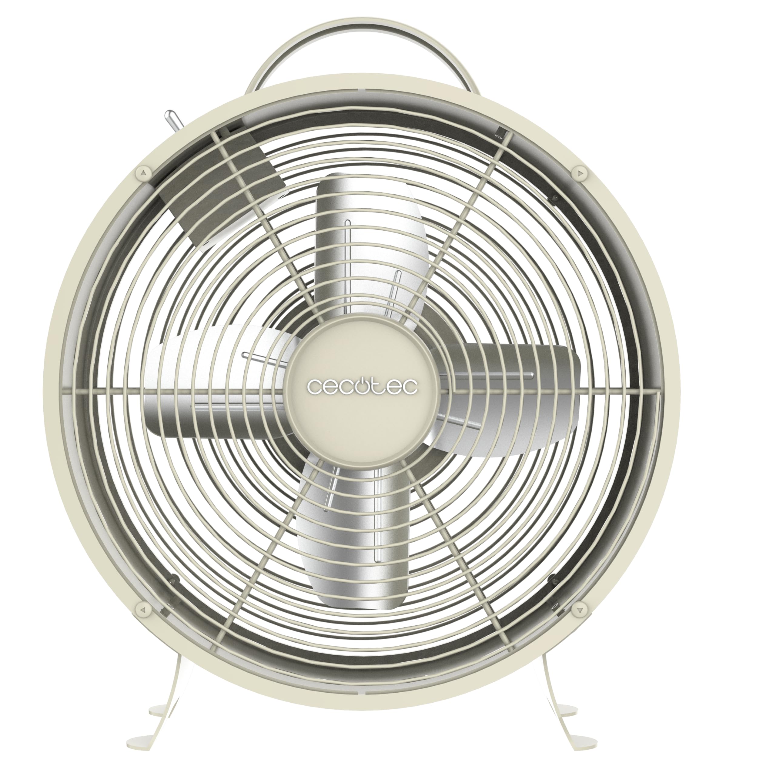 Cecotec - Tischventilatoren EnergySilence 400 RetroDesk Beige, 25 W Strom, 8 Zoll, 4 aerodynamische Klingen, minimalistisches Design, 2 Geschwindigkeiten, robuste und stabile Basis