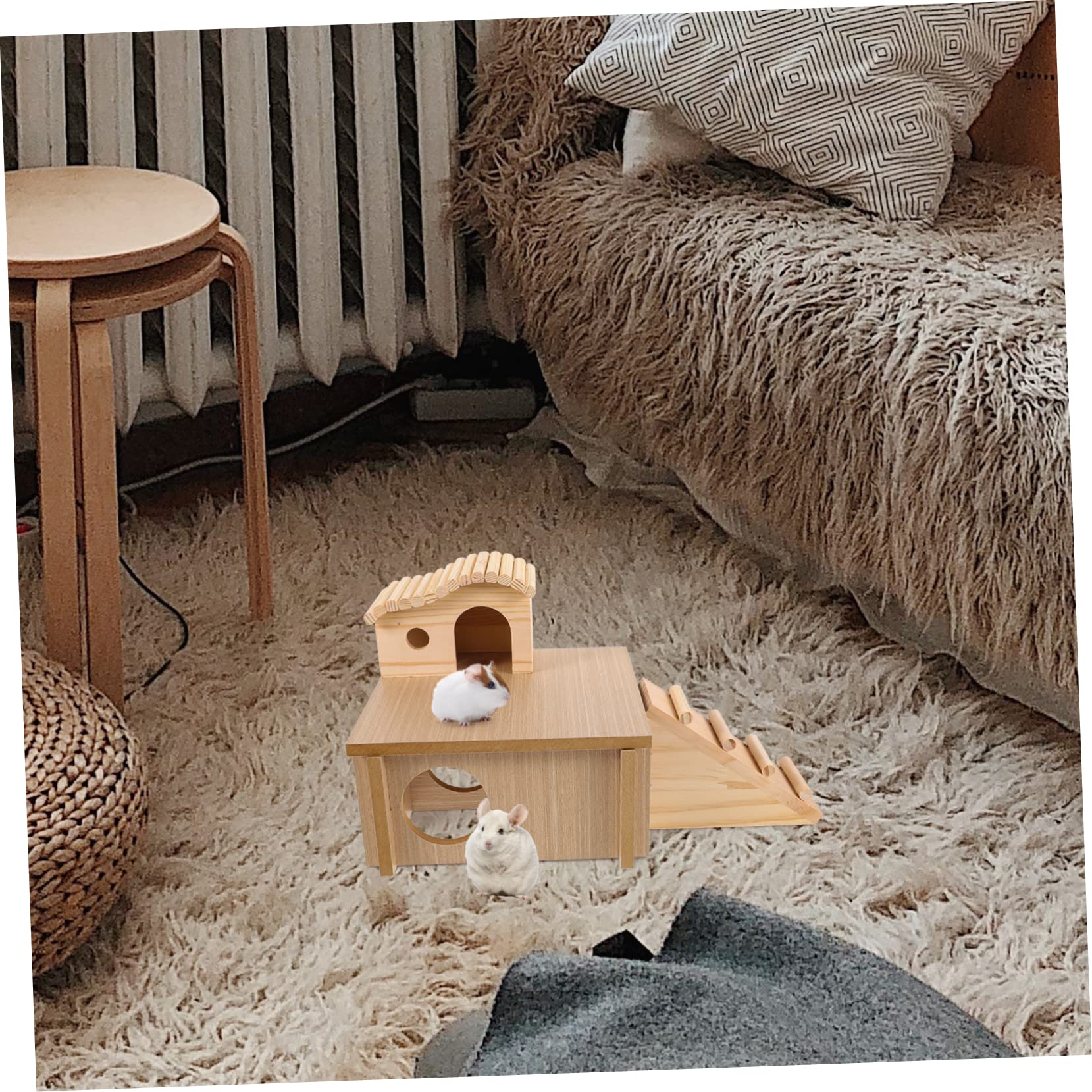 DOITOOL Bois Échelle Maison de Cachette pour Hamster, 1 Set