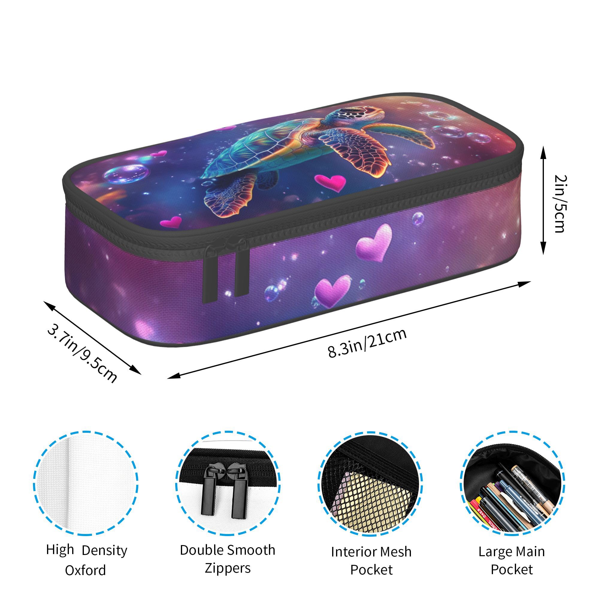 Estuche para lápices de tortuga marina de gran capacidad, estuche estético con cremallera para suministros de oficina, universidad, adultos