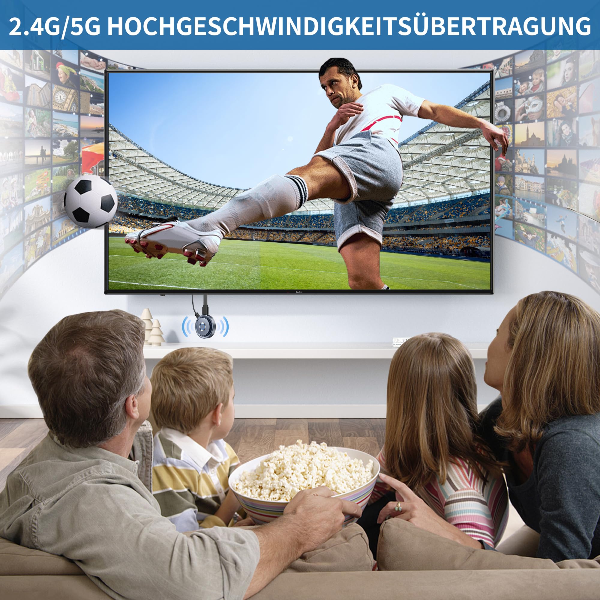 Miracast Wireless Hdmi Dongle Adapte, Tragbares Hdmi Adapter Dongle mit für Streaming von Video/Audio/Dateien Übertragung von Android-Smartphone auf HDTV