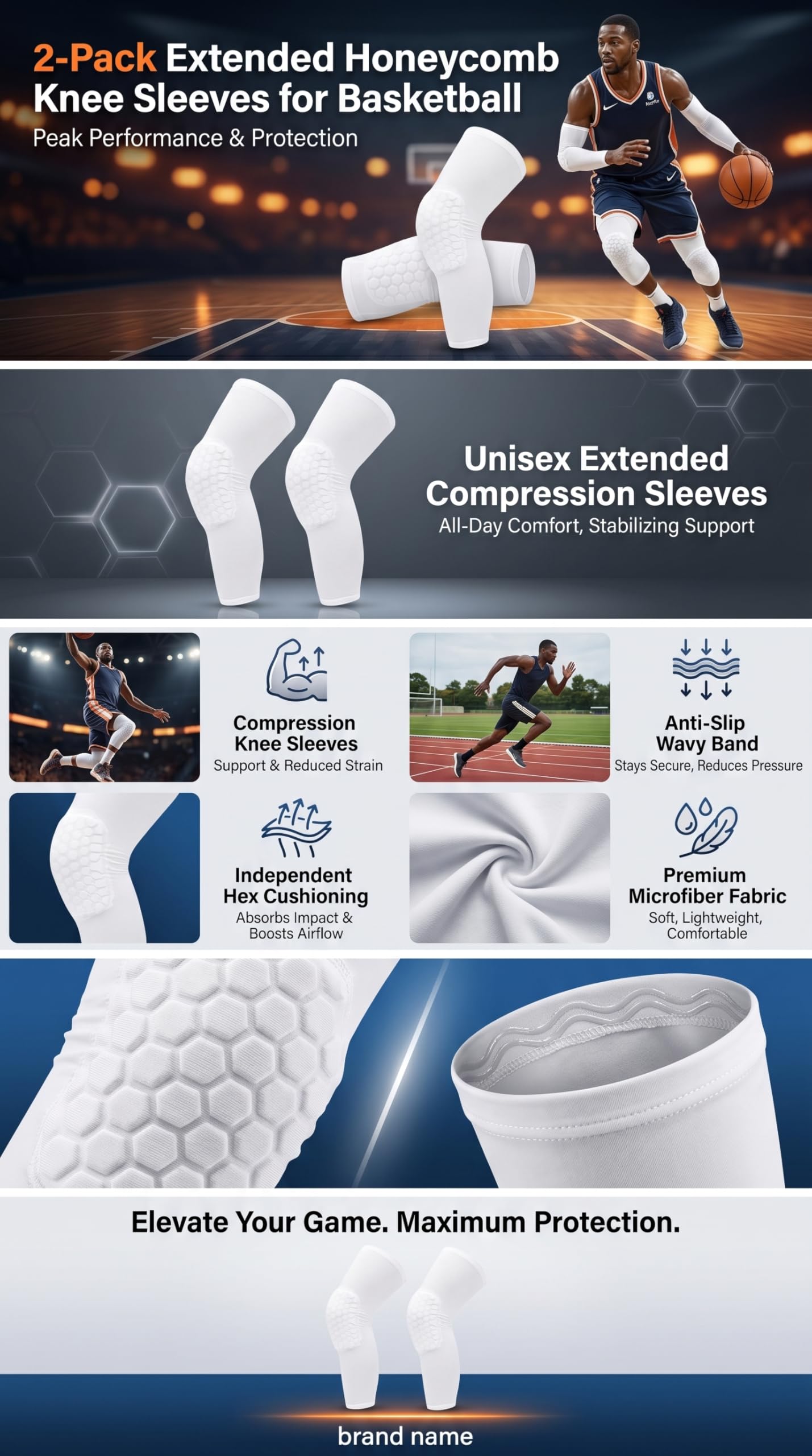 RiToEasysports Genouillère de Sport, Support Unisexe à Manches de Genou pour Le Basket-Ball