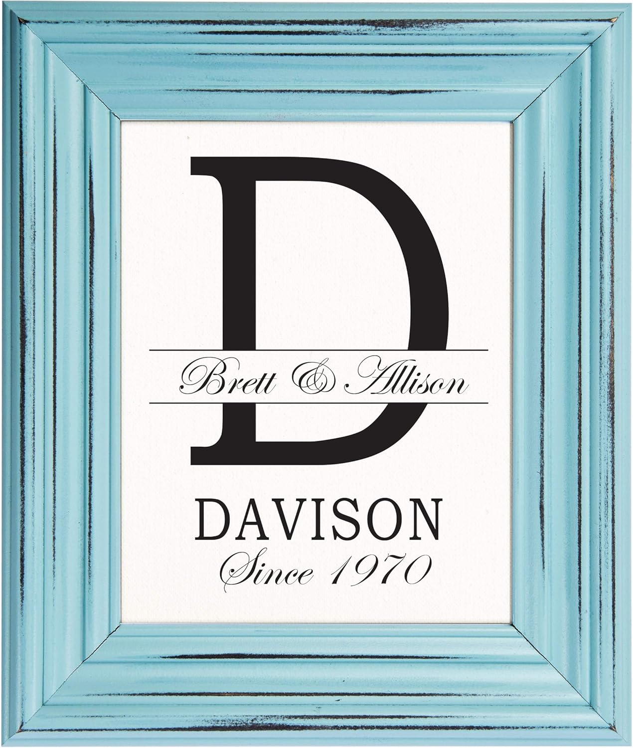 Lifesong Milestones Personalized Wall Hanging Family Monogram Photo Frame “D” - Established Date Family Name Signs for Home Decor-Family Initial Wall Decoration for living room kitchen 15”x18” (Black)