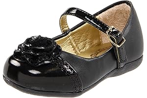 Pampili Girls School Shoes Size 13 Black Patent Leather Sheen Laced Hook...