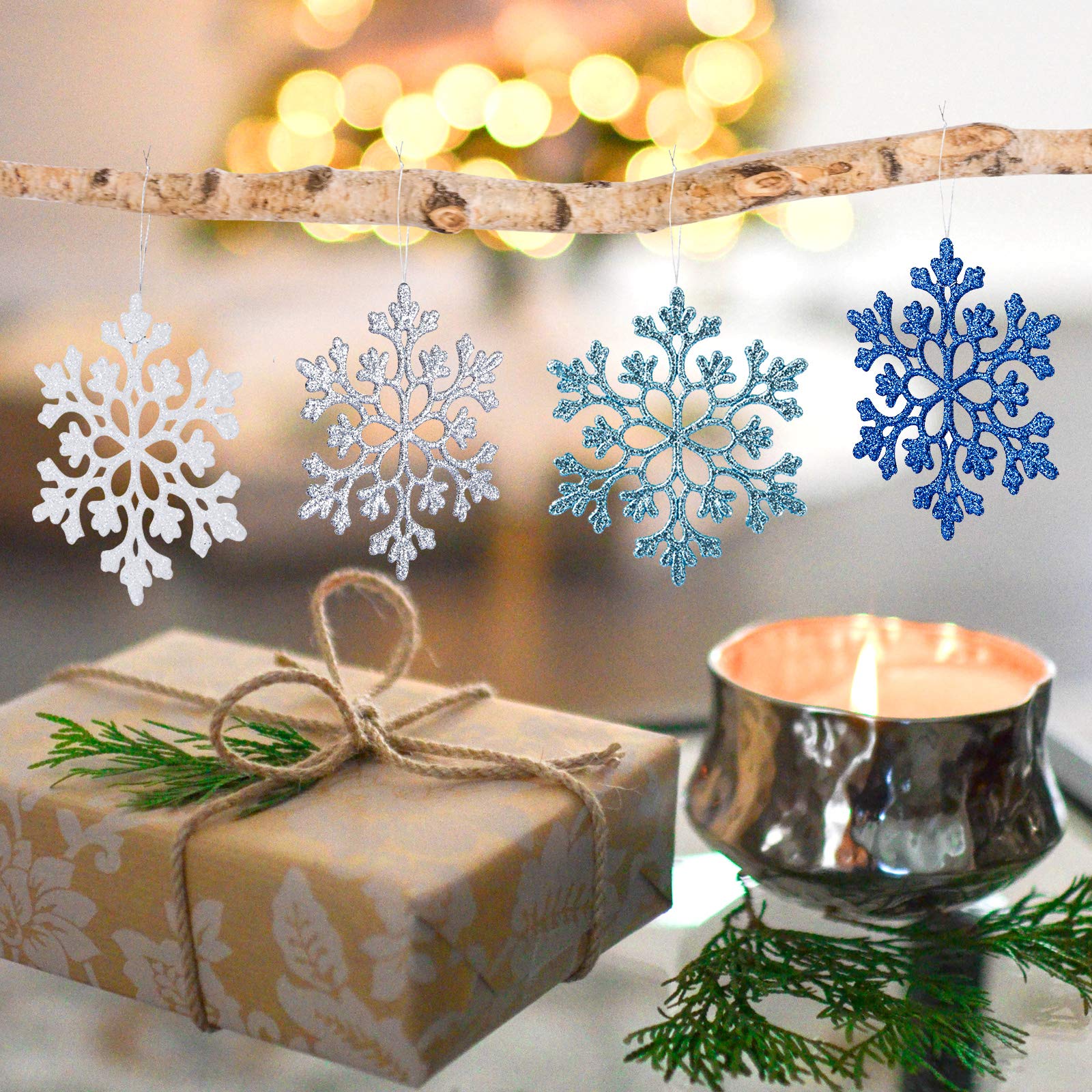 Amazon.co.jp: NALER クリスマス 飾り オーナメント 雪の結晶 24