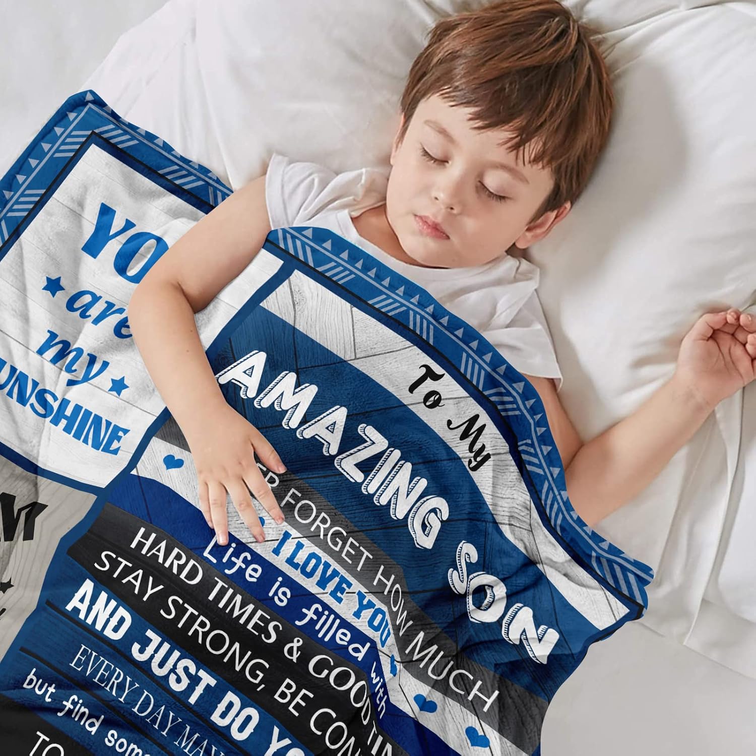 Quilazy Gifts for Son, Son Gifts from Mom Dad, to My Sons Boy Birthday Blanket, Christmas Baptism Valentines Father Day Graduation Easter Birthday Gift for Adult Grown Sons Teen Boys Blanket 50"X 40"