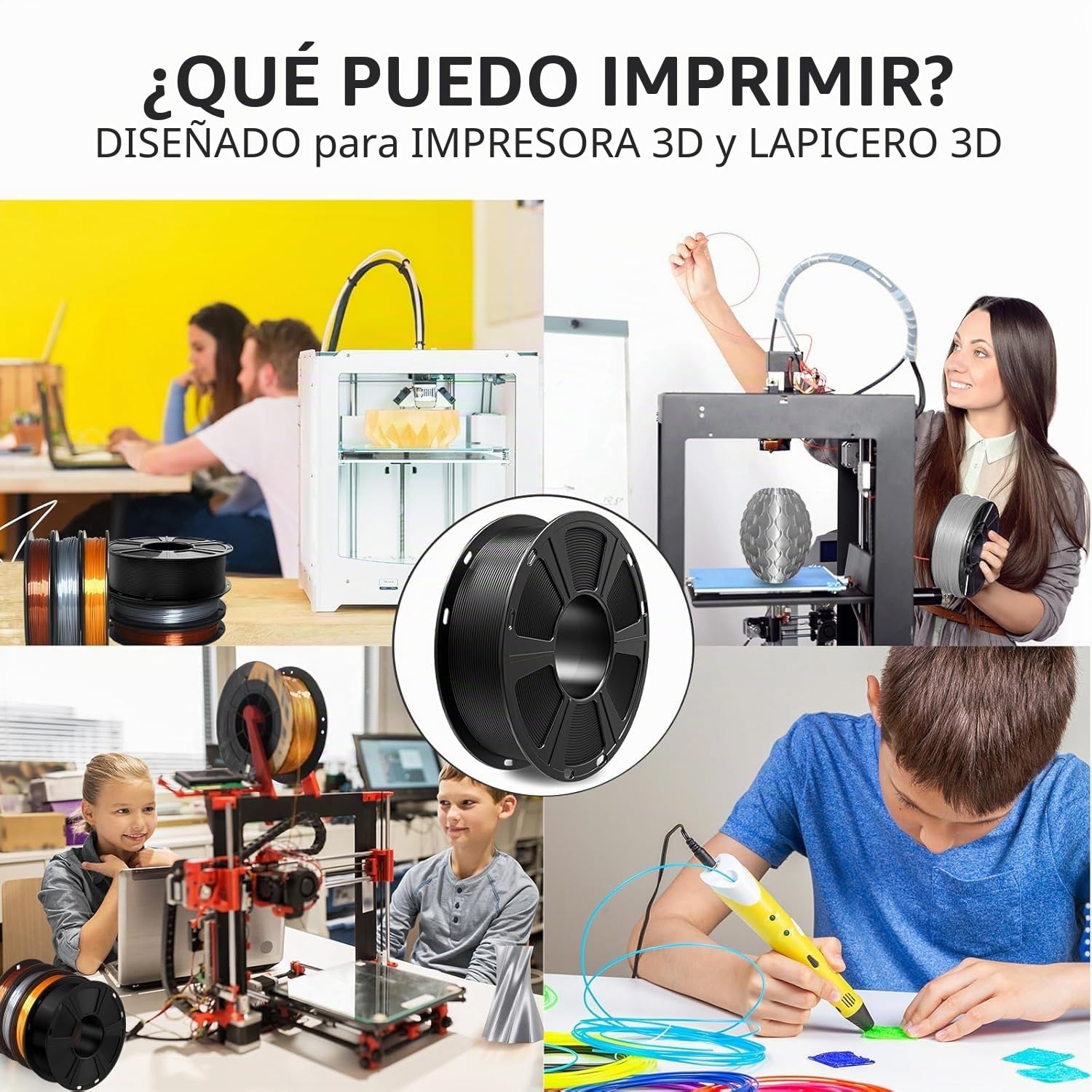GEEETECH Filamento PLA 1.75mm Nuevo Negro