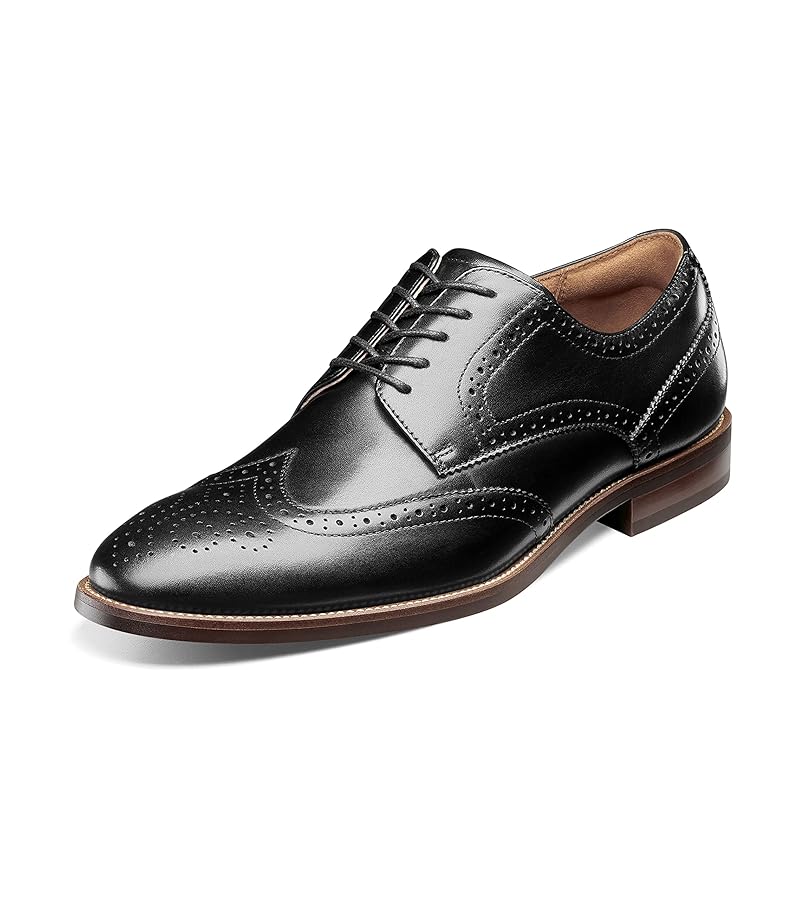 Detailed view of Florsheim men's dress shoes highlighting premium leather construction and meticulous stitching