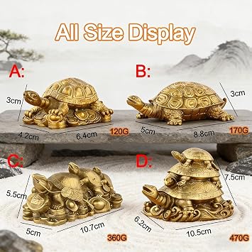 Pyrite Crystal Turtle Inspired Decor, Brass Turtle Figurine, Pyrite Tortoise Inspired Decor Figurines,Lucky Tortoise Statue Gift for Desk Shelf Home Office Display (A)