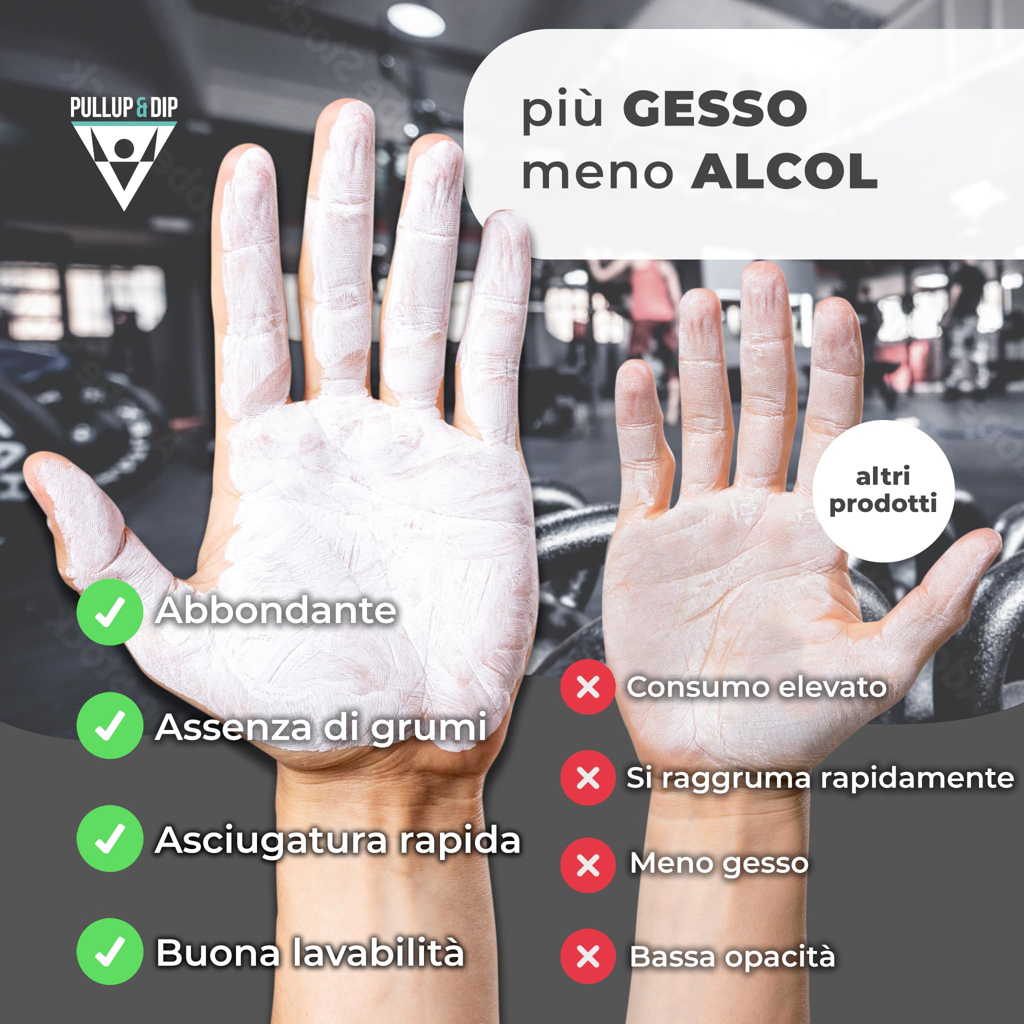 PULLUP & DIP Magnesia Liquido, Gesso Liquido per Presa Perfetta in Sport, Scalate, Roccia, Calisthenics, Ginnastica, Sollevamento Pesi – Liquid Chalk Magnesite Liquido