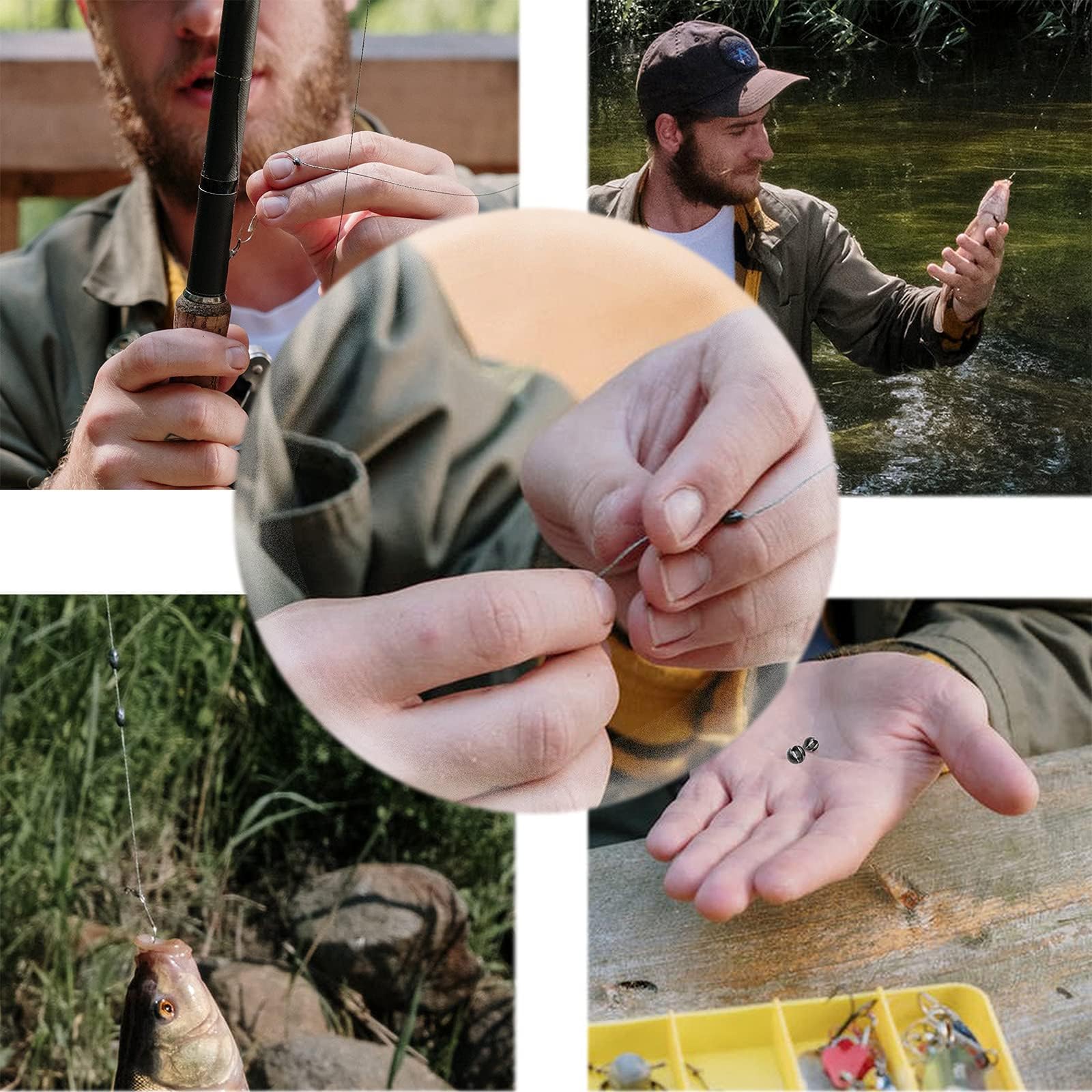 SANWEAL 120 unidades / 200 piezas de pesca-plomos de pesca - Pesas de pesca divididas premium - Plomos de pesca redondos extraíbles - 5/6 tamaños