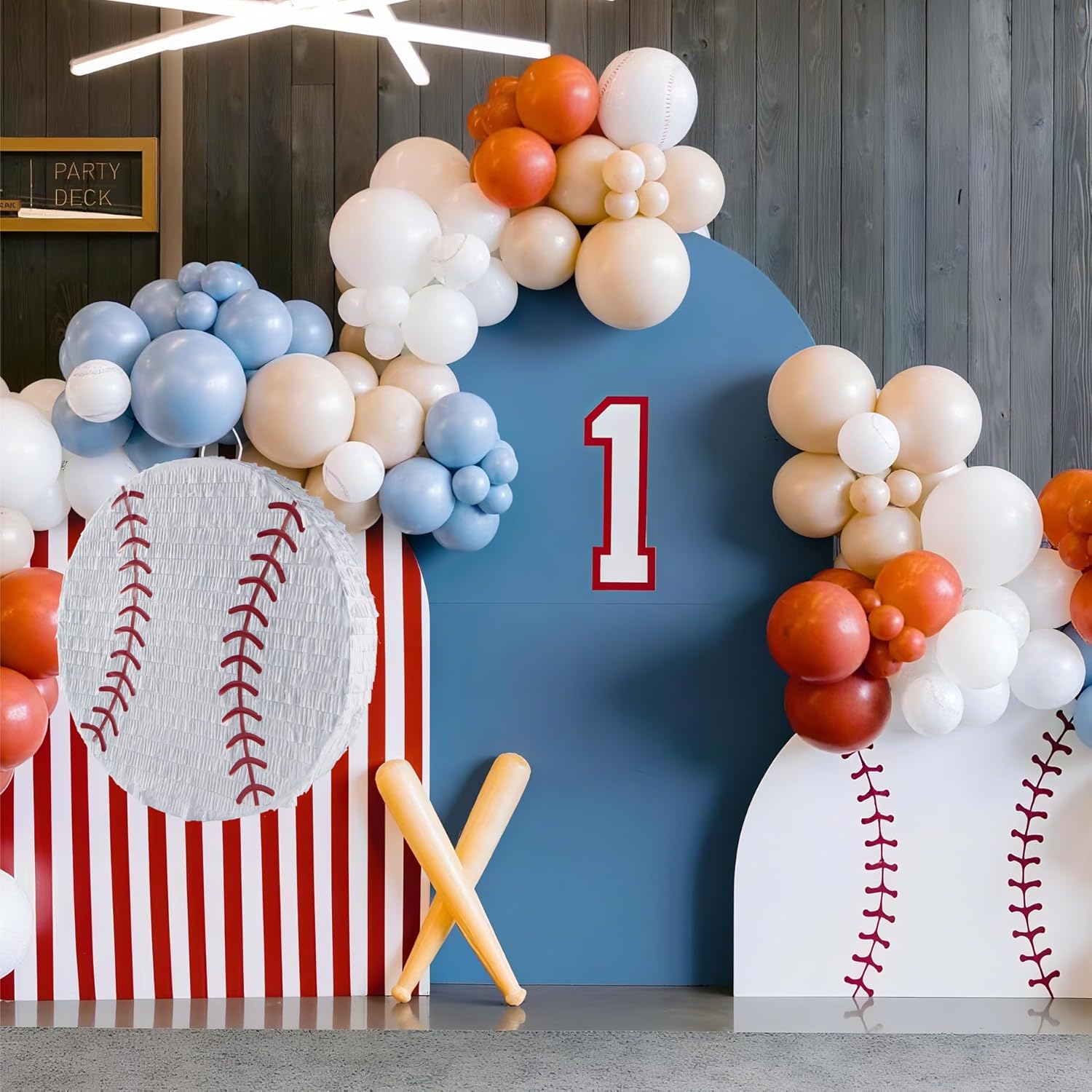 PCFING 18 Inch Baseball Piñata with 30 Inch Piñata Stick Blindfold Confetti for Boys Girls Adults Birthday Party Game Decorations, Anniversary Celebration, Fiesta