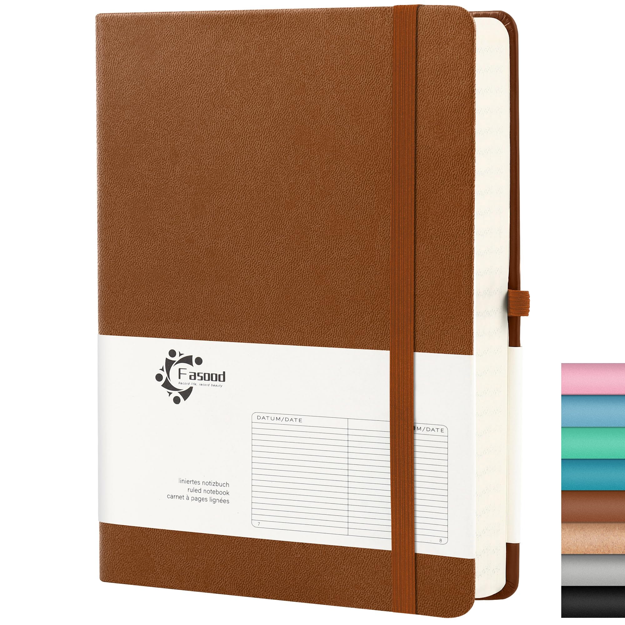 Carnet Notes A5 Fasood - 320 Pages Lignées - Papier Épais 100g/m² - Couverture Rigide - Onglets - Idéal Bureau École