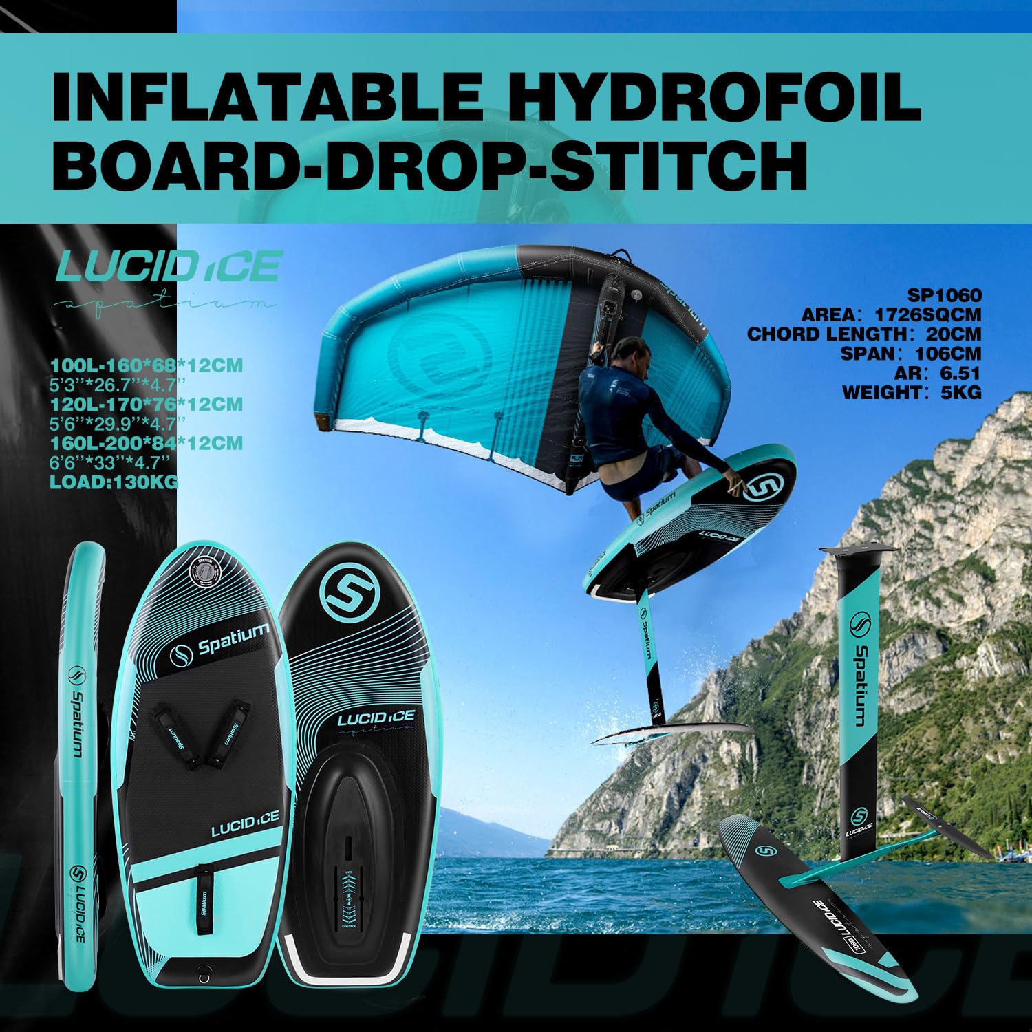Spatium Tavola da surf gonfiabile, idrofoil gonfiabile, ala gonfiabile, ala da surf gonfiabile, Foil Wing Kite Wind Wingfoil con idrofoil
