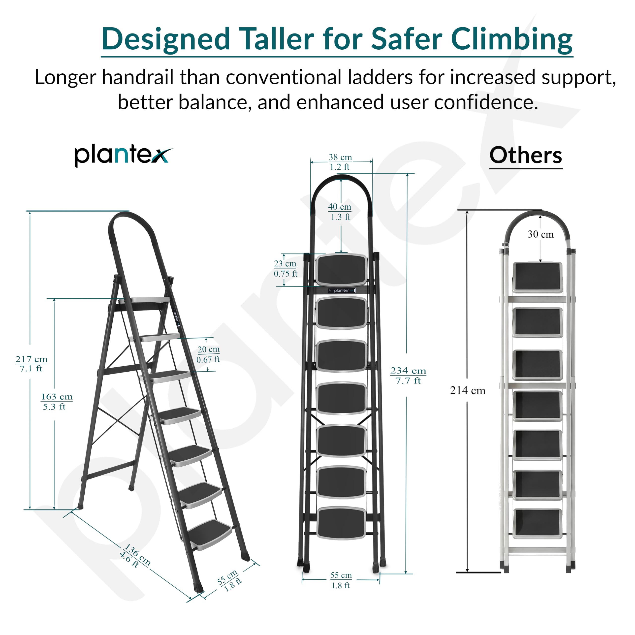 Plantex Steel 7 Step Ladder - Durable & Safe -3
