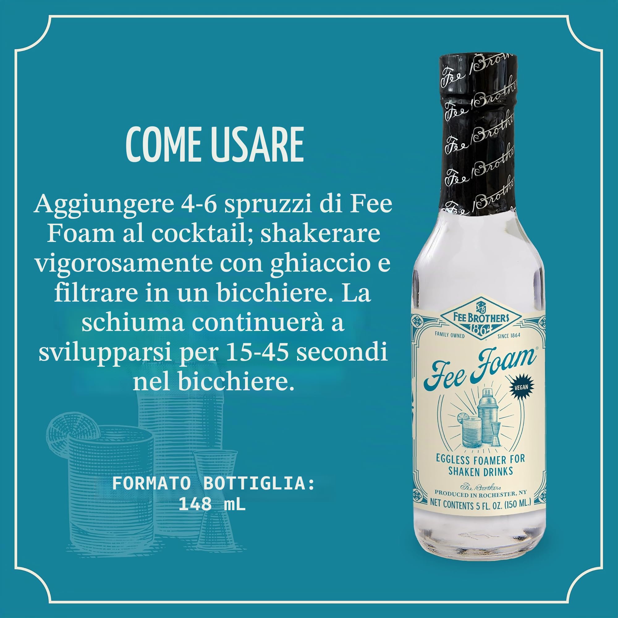 Fee Brothers Fee Foam - Bottiglia di vetro da 5 once