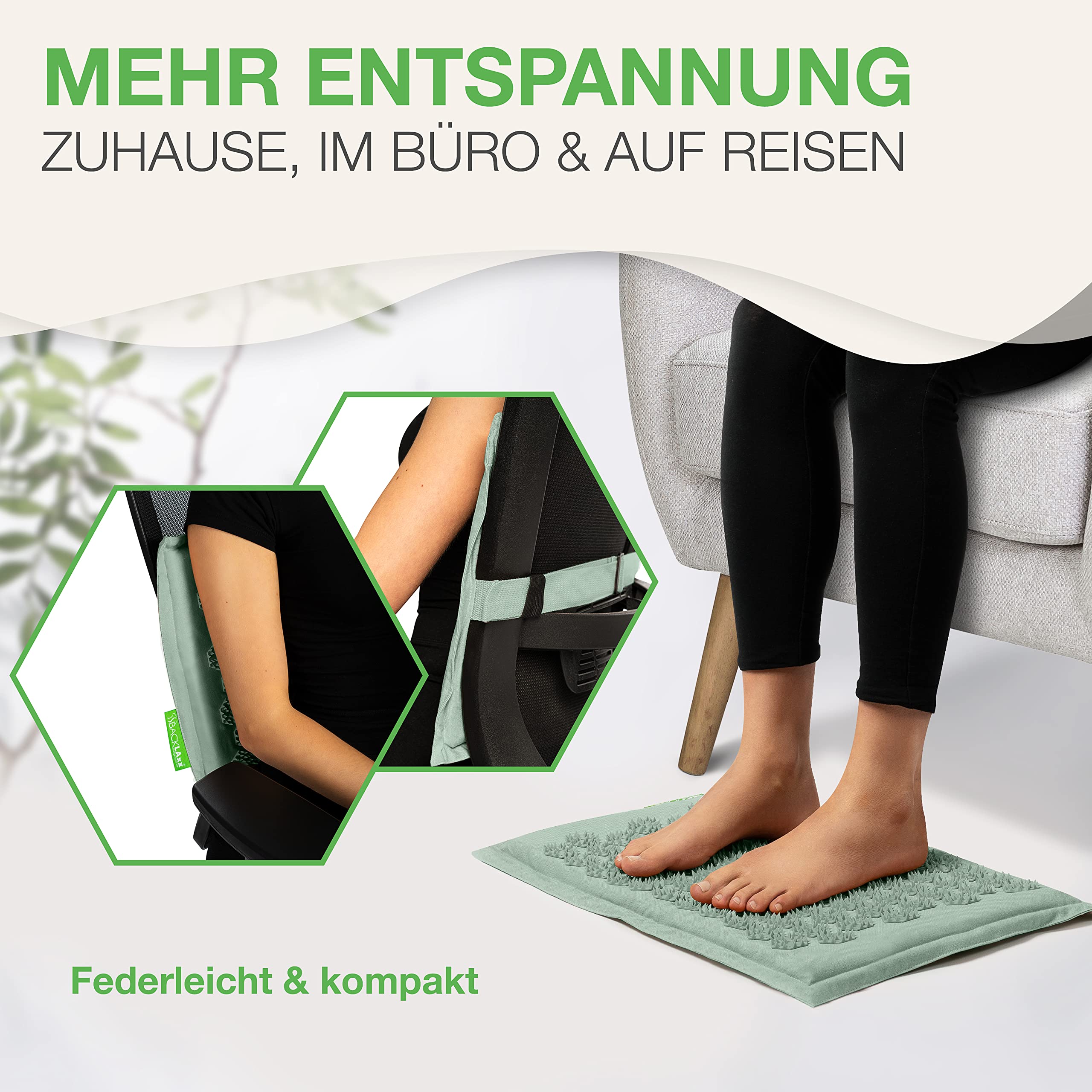 BACKLAXX® Akupressurmatte für Füße mit 2116 Nadeln, Akupressur Fußmatte