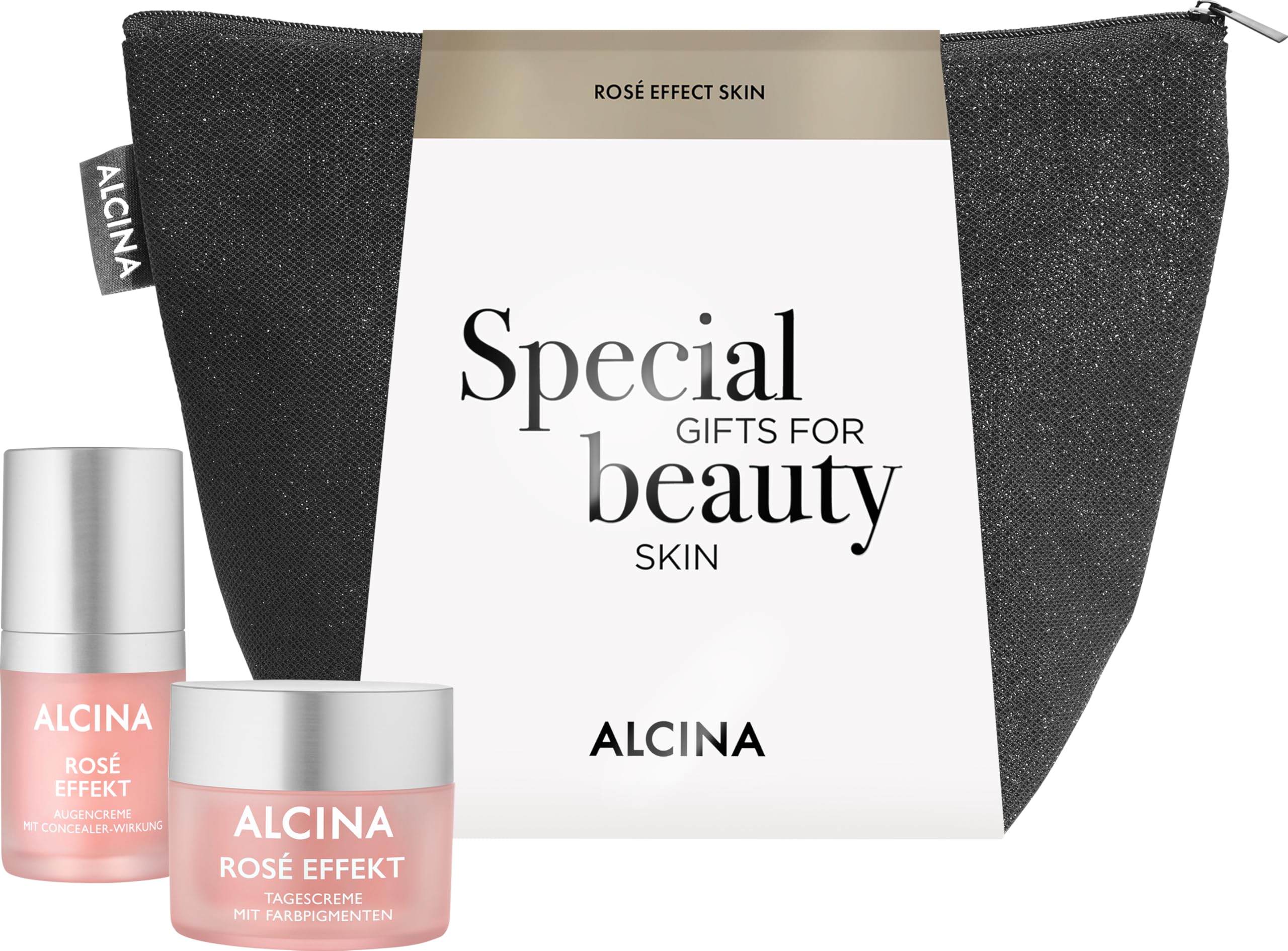 ALCINA Geschenkset Rosé Effekt Haut - 1x Tagescreme & 1x Augencreme | 1x 50 ml & 1x 15 ml | für reife, anspruchsvolle Haut | verleiht einen frischen, rosigen Teint | kaschiert effektiv Augenschatten