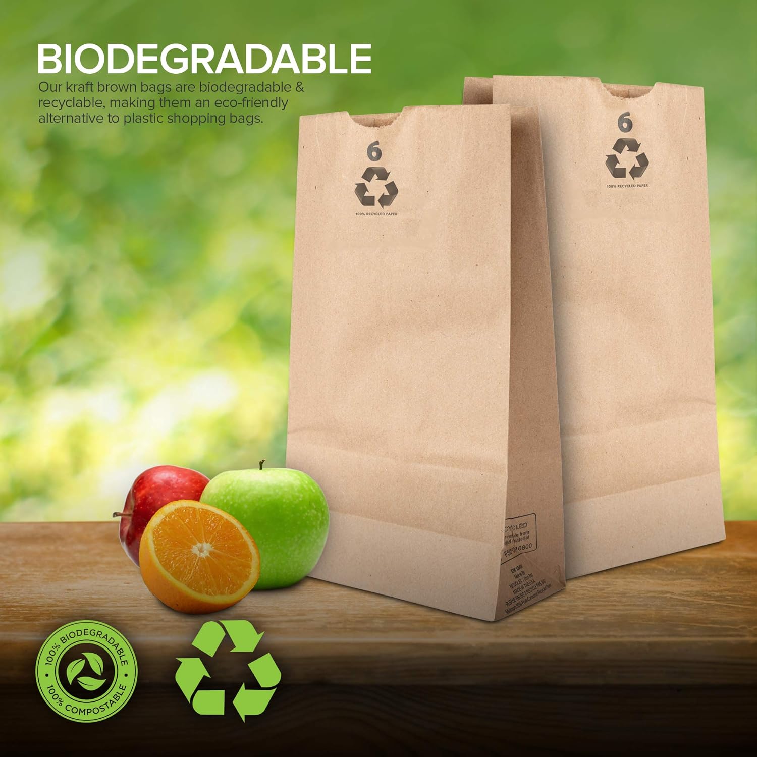 Stock Your Home 6 Lb Kraft Brown Paper Lunch Bags (500 Count) - Bulk Disposable Lunch Sacks, Medium Size Blank Bag, Good for a Snack, Sandwich, Grocery Food, and Arts & Crafts Projects