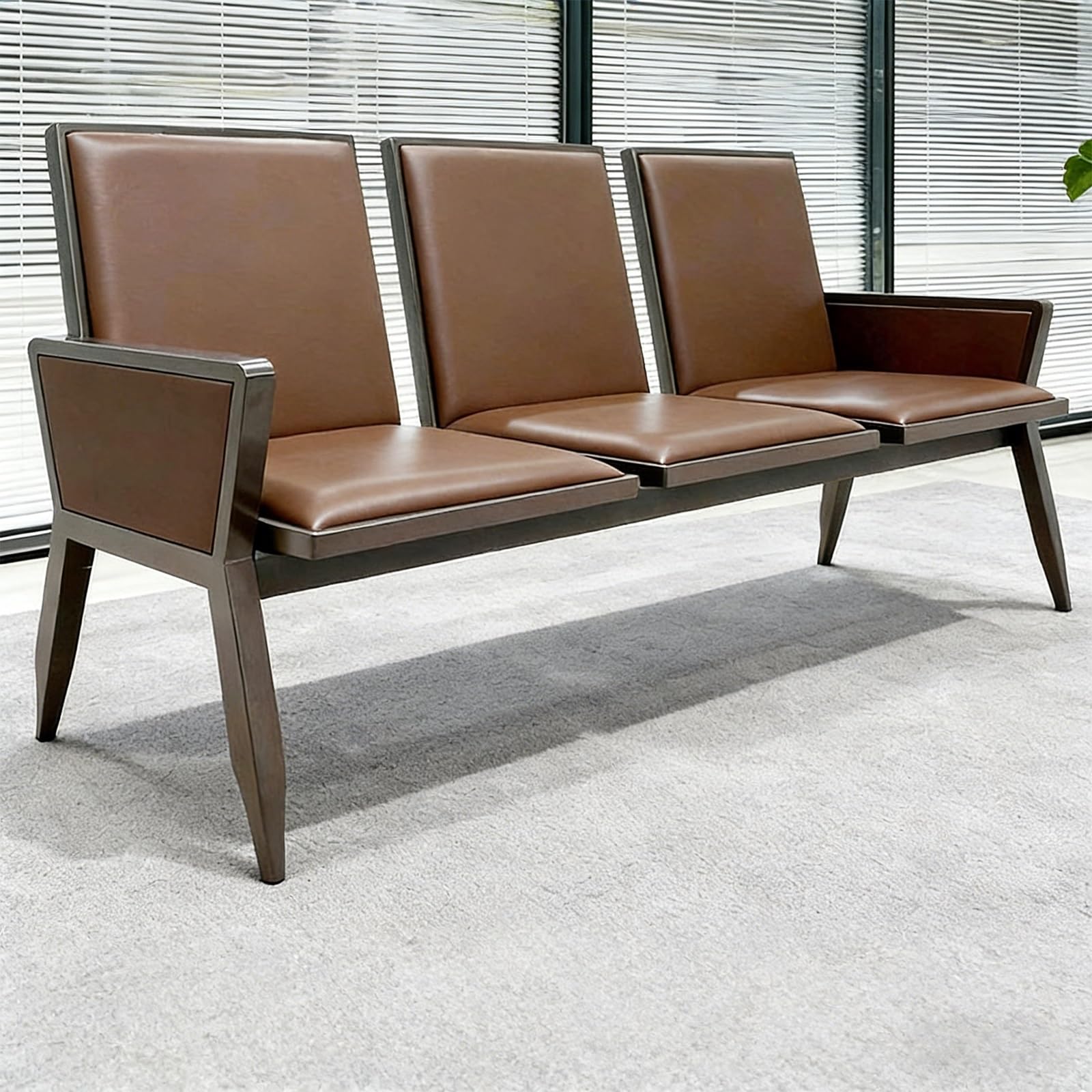 GTHTUHFD Pu Leather Waiting Room Sofa Chair, Modern Reception Bench, 500Kg/1102Lb Load Capacity, Arm Chairs For Office, Hospital, Bank, Airport, Mall,3-seater 178cm/70in
