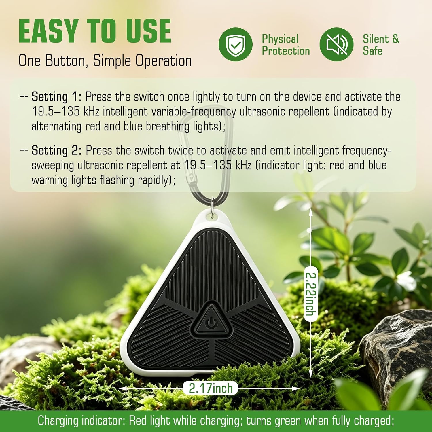 Pulse Tick Repellent Device, USB-C Rechargeable Ultrasonic Tick Repellent Device, 1PC Black | Lightweight Clip-On for Hiking, Camping & Outdoor Use
