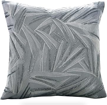 Rosetta Wheat Spikelets Pattern Decorative Cushion Cover, New Accent Pillows with Soft Polyester Luxuries Decoration with Invisible Zipper Closure 18x18 Inches Silver, 18x18 Inches