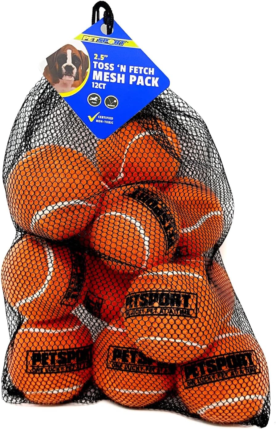 PetSport Orange Tennis Ball Dog Toys 12 Pack Medium (2.5