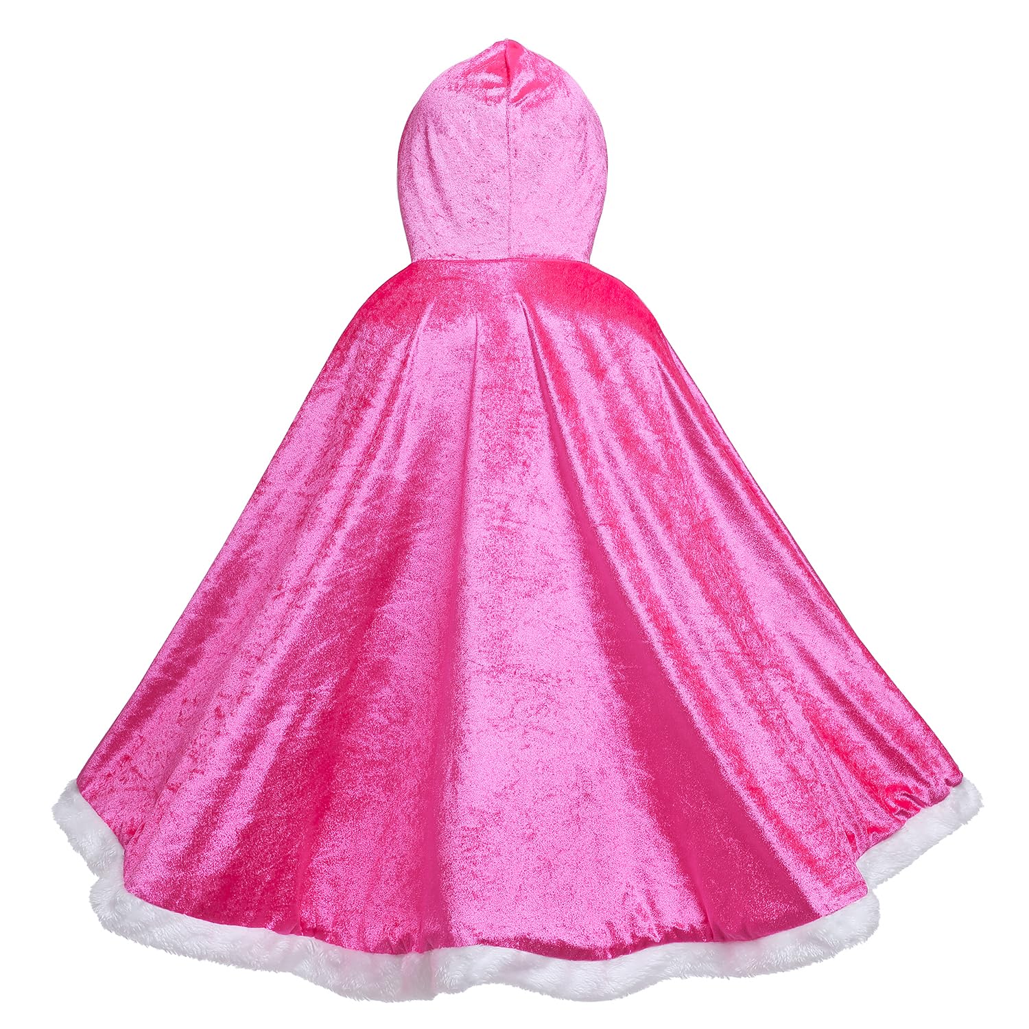 Proumhang Hooded Cloak Cape Mid Length Princess Cloak Velvet Girls Halloween Carnival Christmas Masquerade Costume Rose Red - Image 3