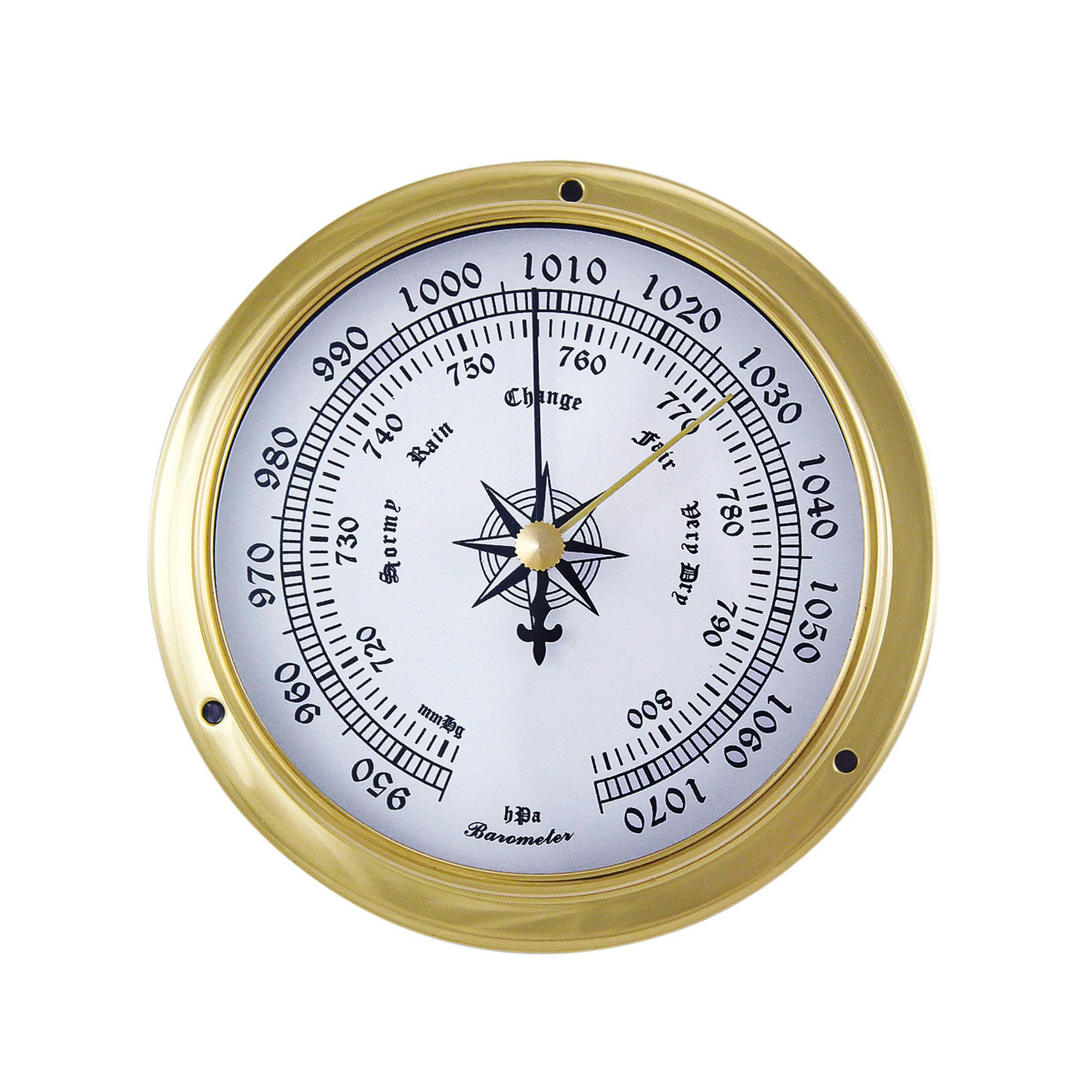 NKlaus Barometer aus Messing, 11,5x9x3,4cm – Hochwertige nautische Dekoration im Retro-Stil für Maritime Akzente 16113
