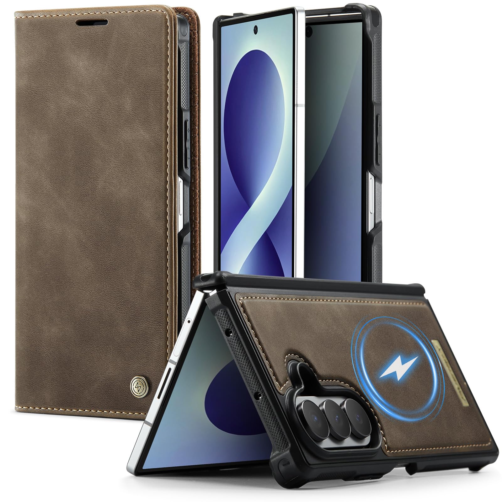 Custodia a portafoglio ultra magnetica per Samsung Galaxy Z Fold 8 | Compatibile con Magsafe, 2 in 1 staccabile, porta carte di credito con blocco RFID, antiurto, ricarica wireless