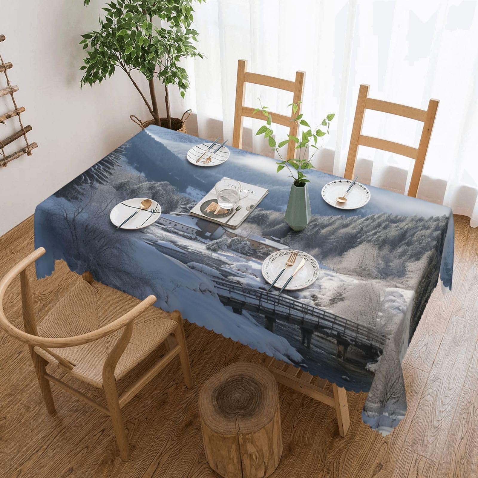 Nappe rectangulaire anti-huile et résistante aux taches pour salle à manger