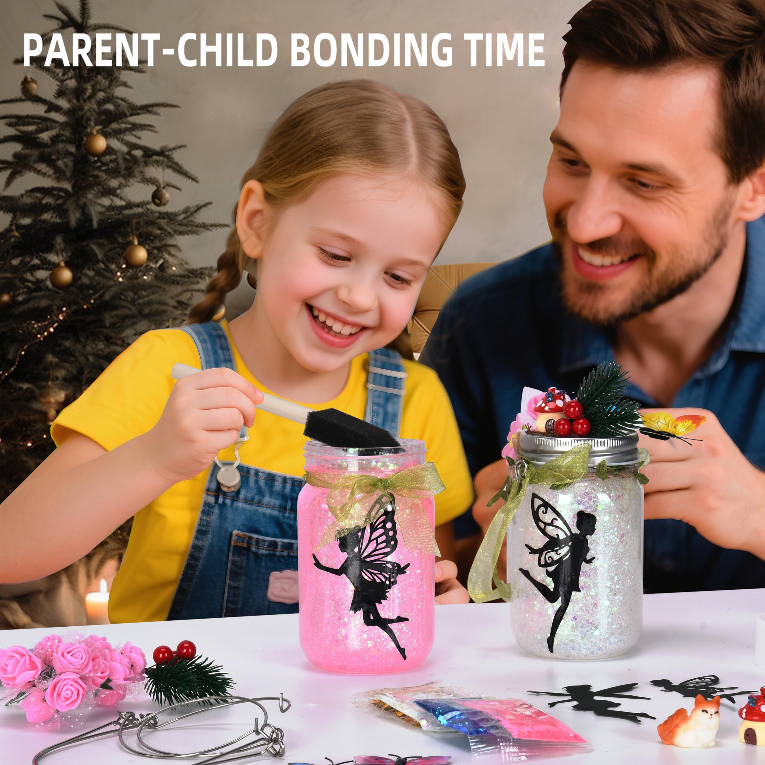 FOMOMDI Fées DIY dans un bocal, kit de veilleuse lanterne de fée à changement de couleur avec télécommande, cadeaux et activités pour enfants filles pour anniversaire et fêtes, jouets de bricolage