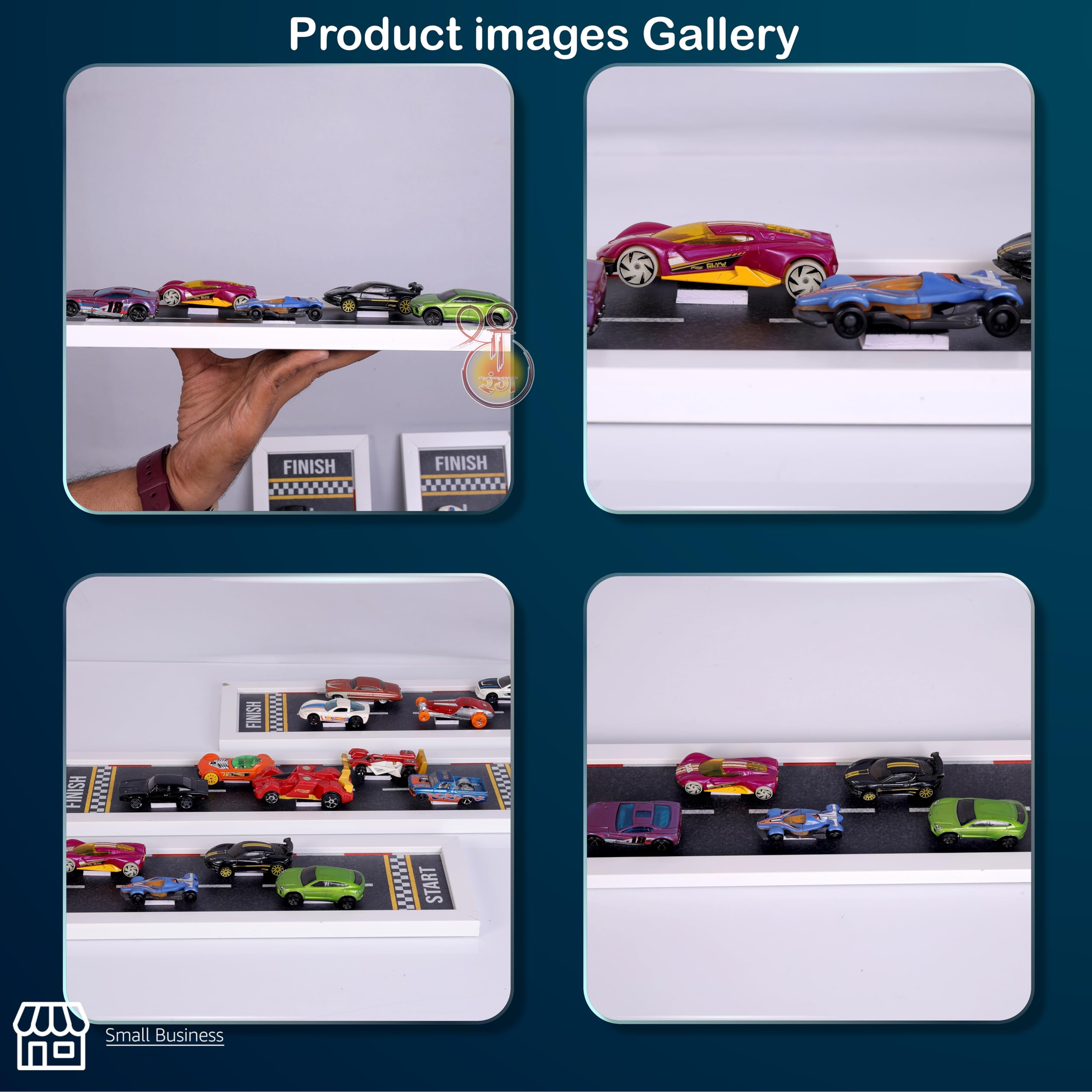 SHREERANG Toy Car Storage Organizer Toy Car Organiser And Storage For Toy Cars Unique Racing Track Pattern Toy Car Display Upto 15 Cars (5 Cars On Each Track, Set Of 3) 3