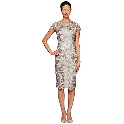 Alex Evenings Short Embroidered Cap Sleeve Dress Women