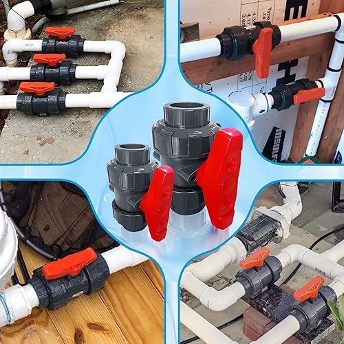 Miniatura 14 de Válvula de bola de unión de PVC, 4 "pulgadas (DN100) flujo completo de la unión verdadera, junta tórica de ASTM EPDM, zócalo deslizante con puerto 4