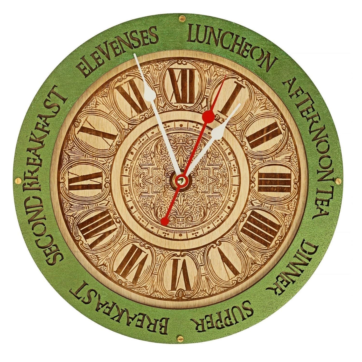 Meal Times Large Wooden Wall Clock unique Handcrafted home